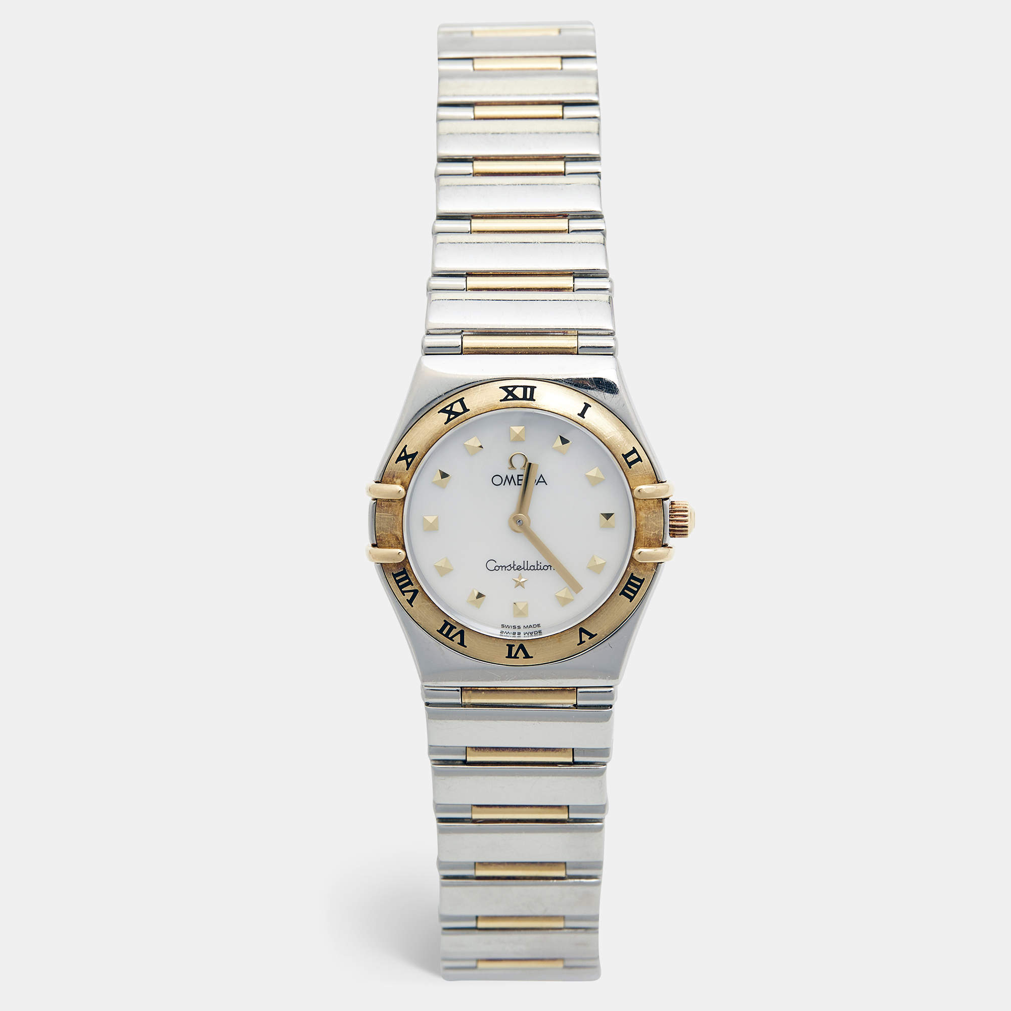 Omega Mother Of Pearl 18K Yellow Gold Stainless Steel My Choice Constellation 1371.71.00 Women's Wristwatch 25.50 mm