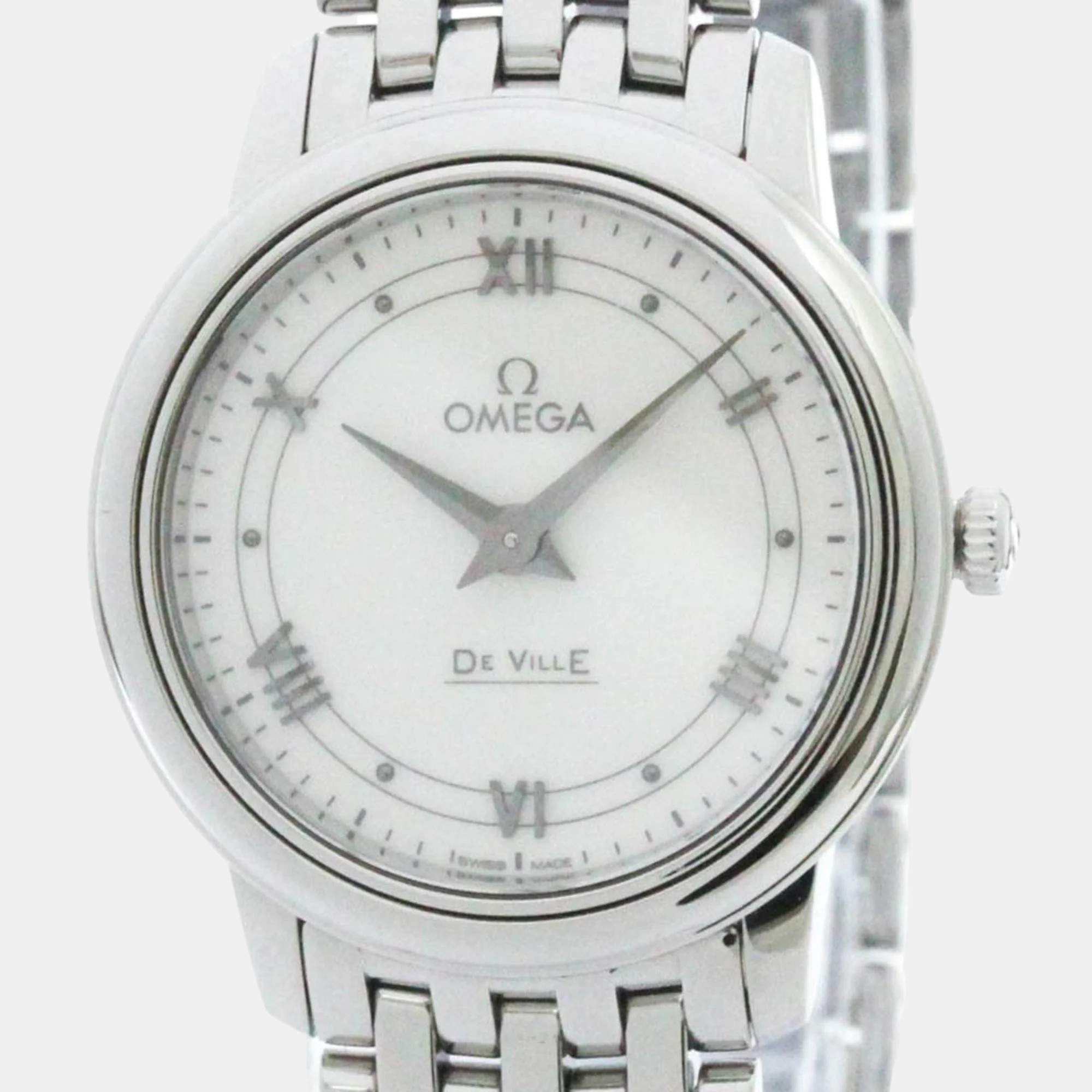 Omega White Stainless Steel De Ville Prestige 424.10.27.60.04.001 Quartz Women's Wristwatch 27 mm