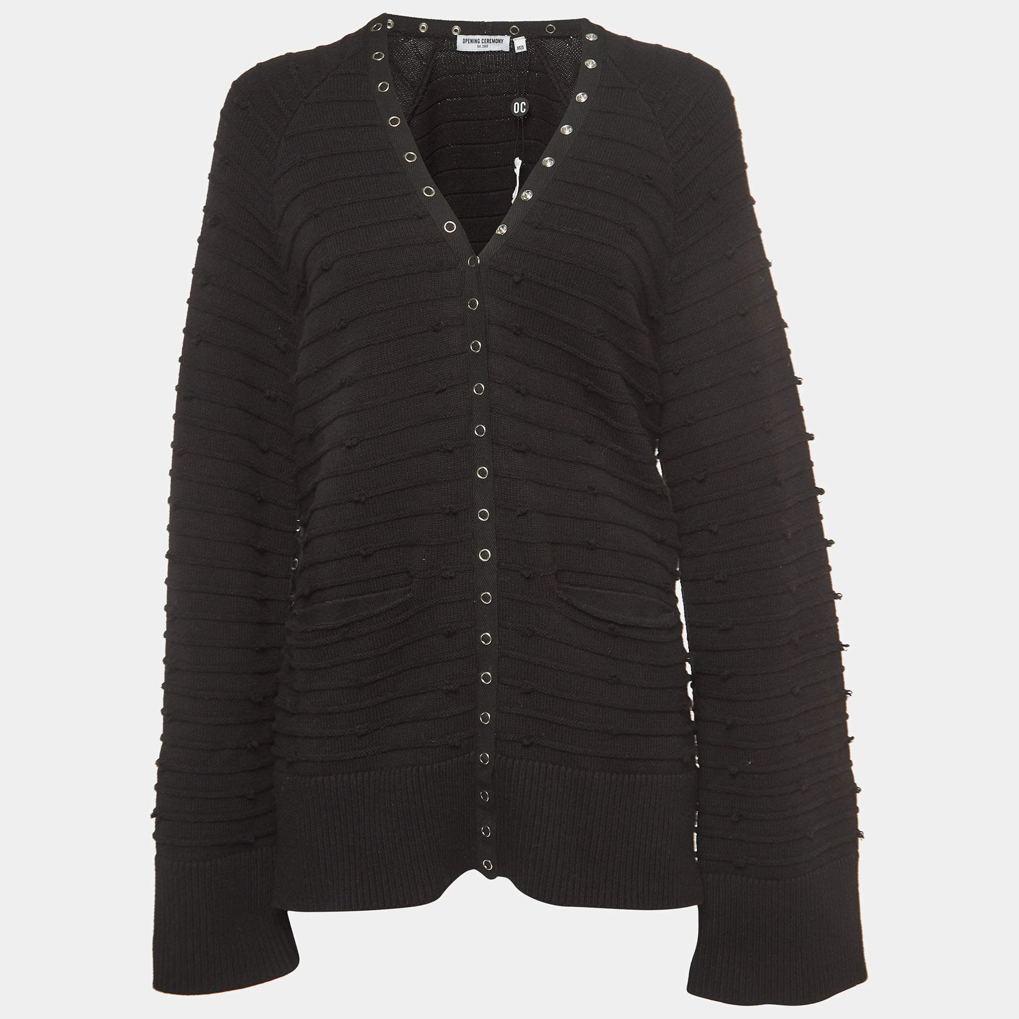 Pre Owned Opening Ceremony Black Cotton Snap Tape Cardigan S