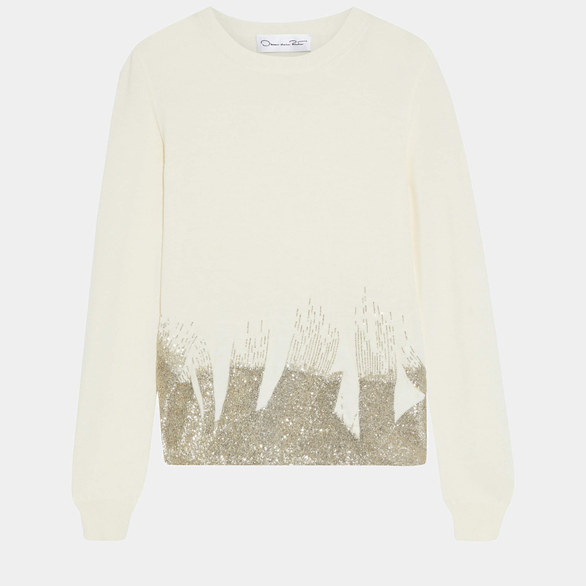 Pre Owned Oscar De La Renta Wool Crew Neck Sweaters L