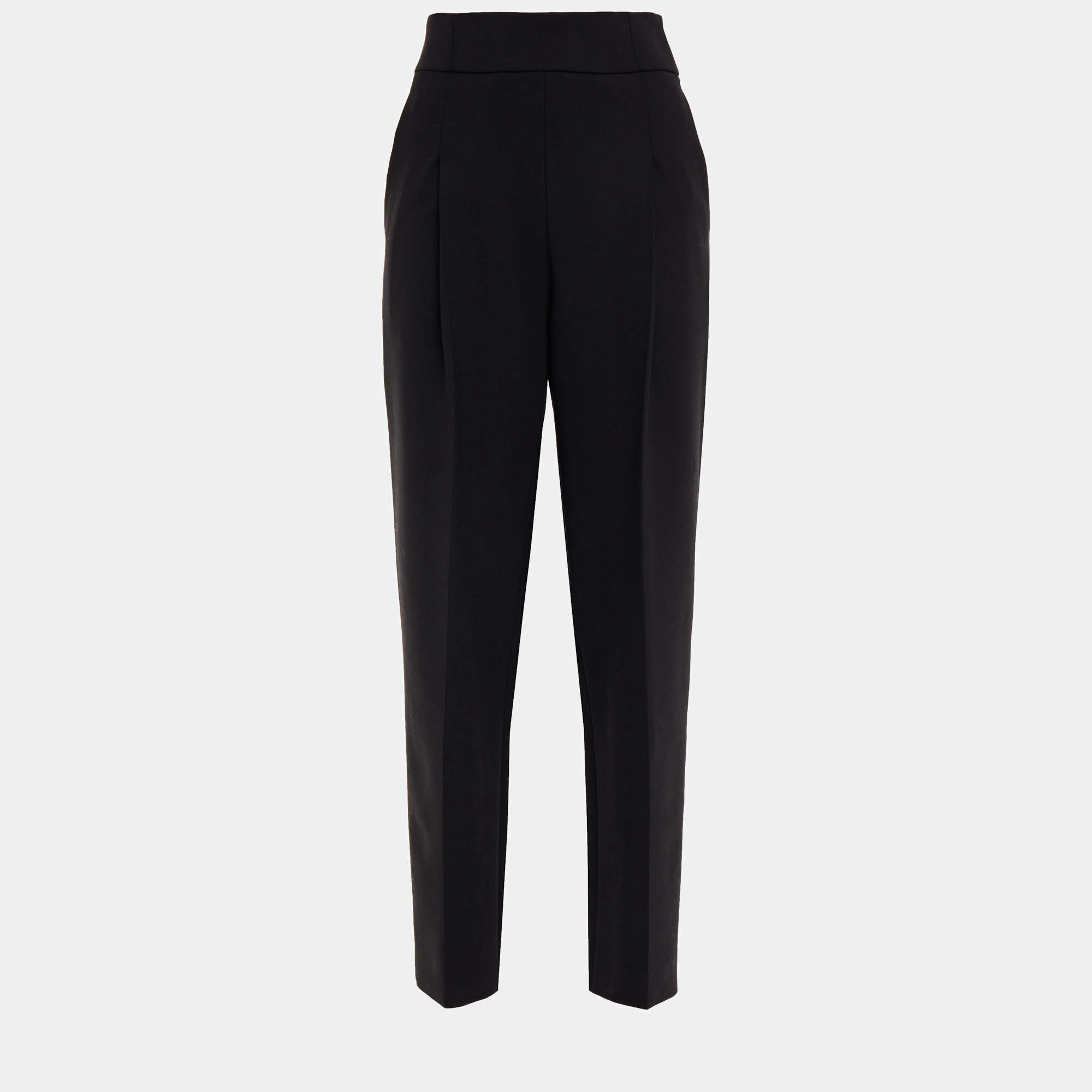 Pre Owned Oscar De La Renta Black Wool Wide Leg Pants M (US 6)