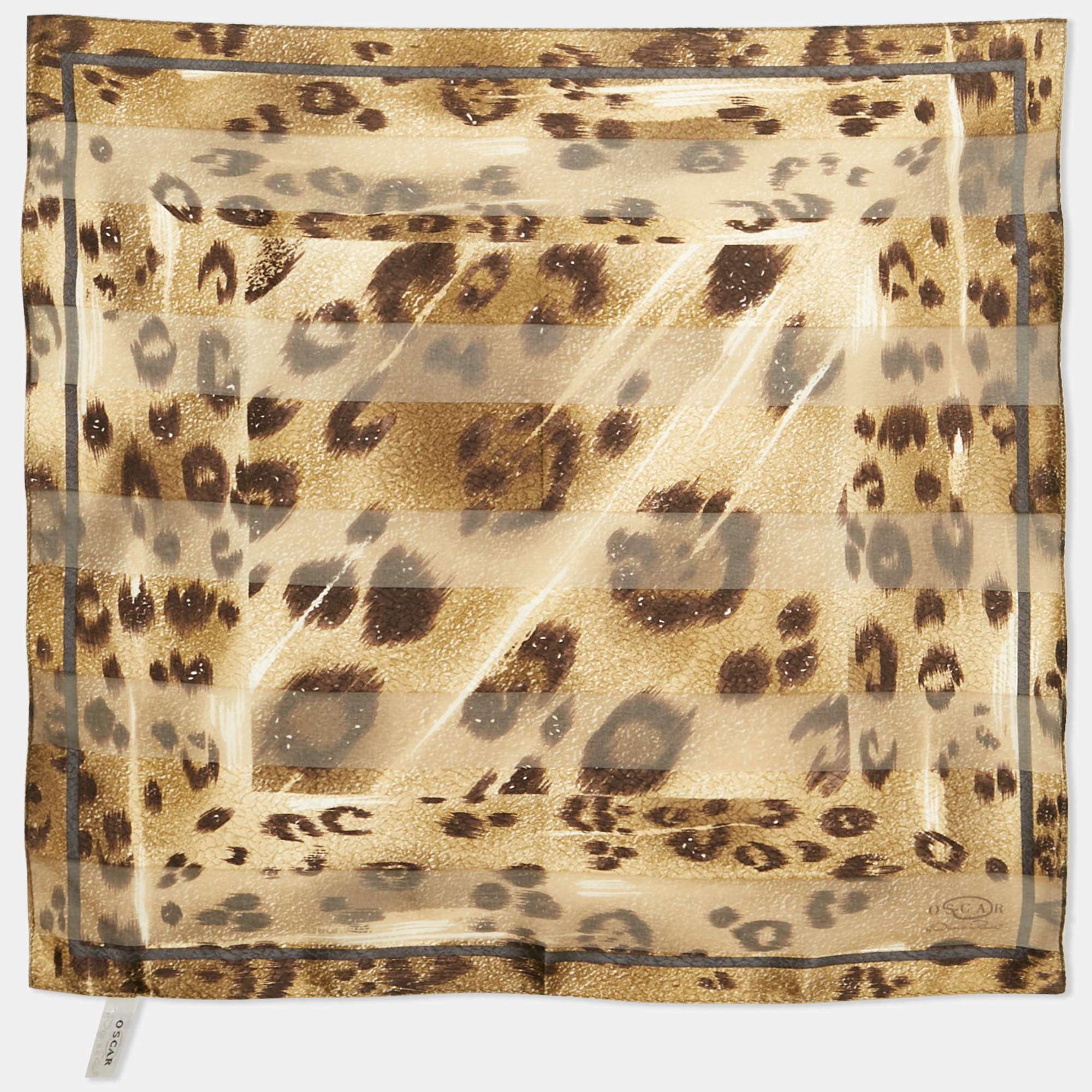 مملوكة مسبقًا Oscar de la Renta Brown Leopard Print Silk Scarf 