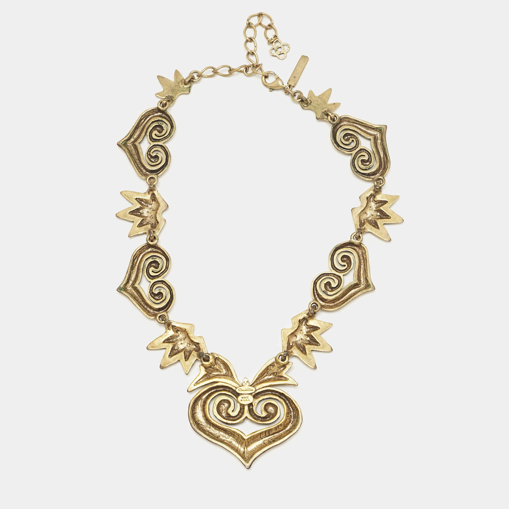 Pre Owned Oscar de la Renta Antique Gold Tone Necklace