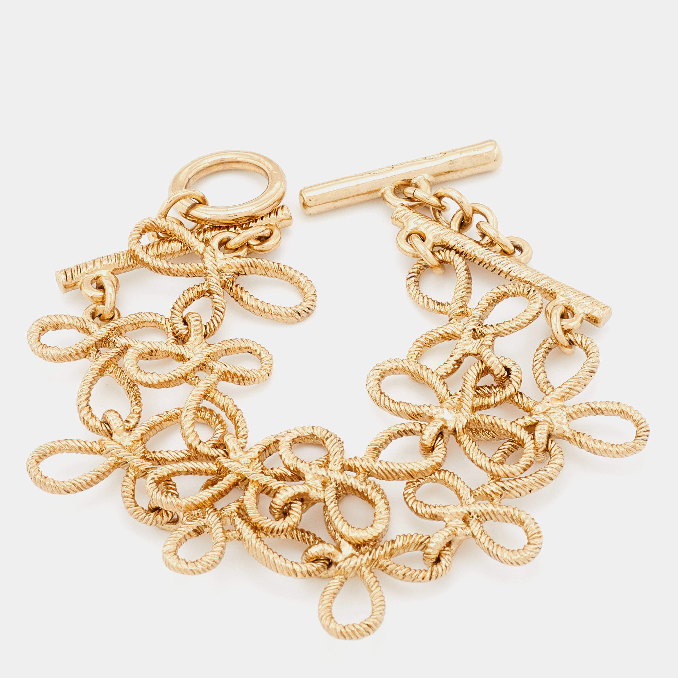 مملوكة مسبقًا Oscar de la Renta Gold Tone Knot Toggle Bracelet
