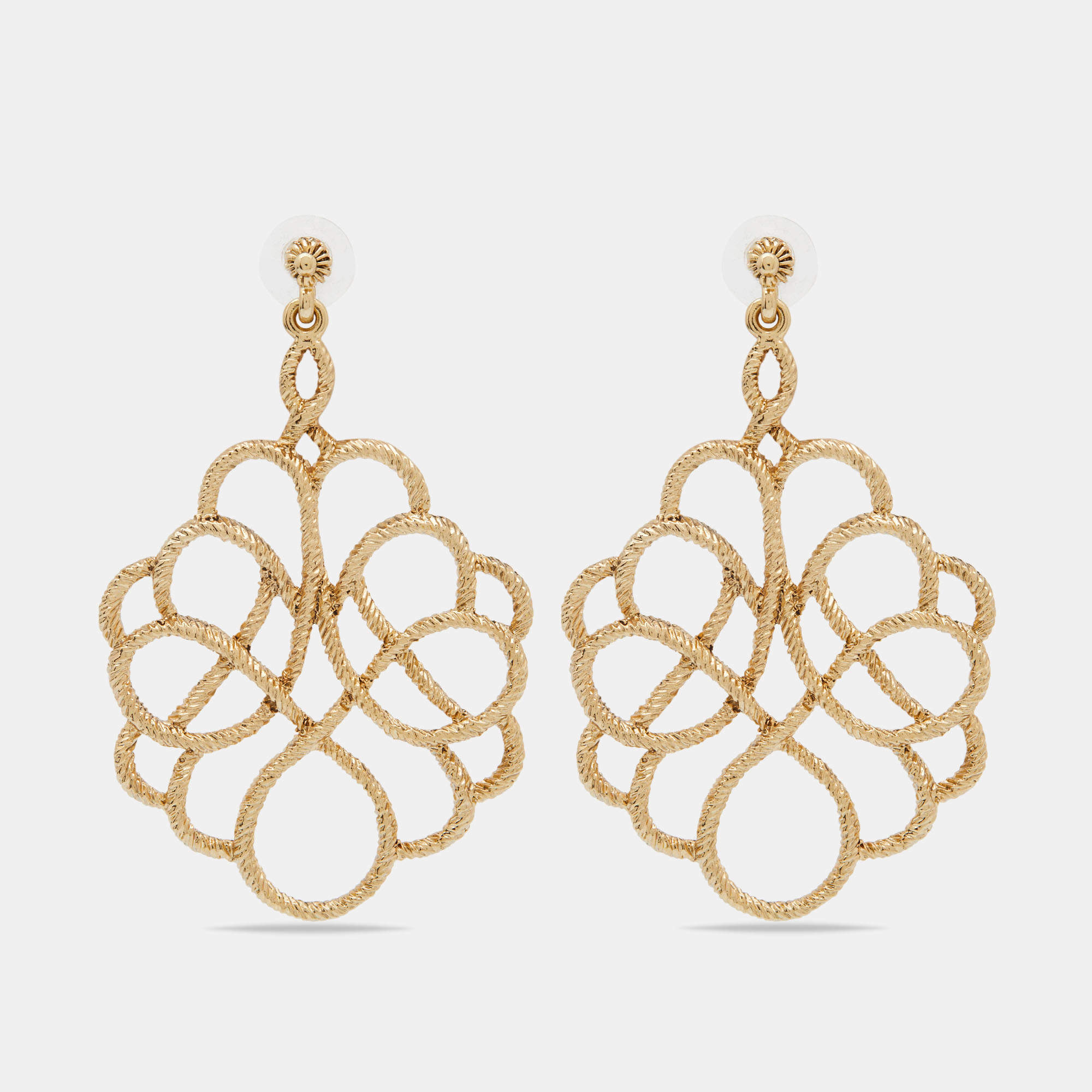 Pre Owned Oscar de la Renta Gold Tone Entangled Dangle Earrings