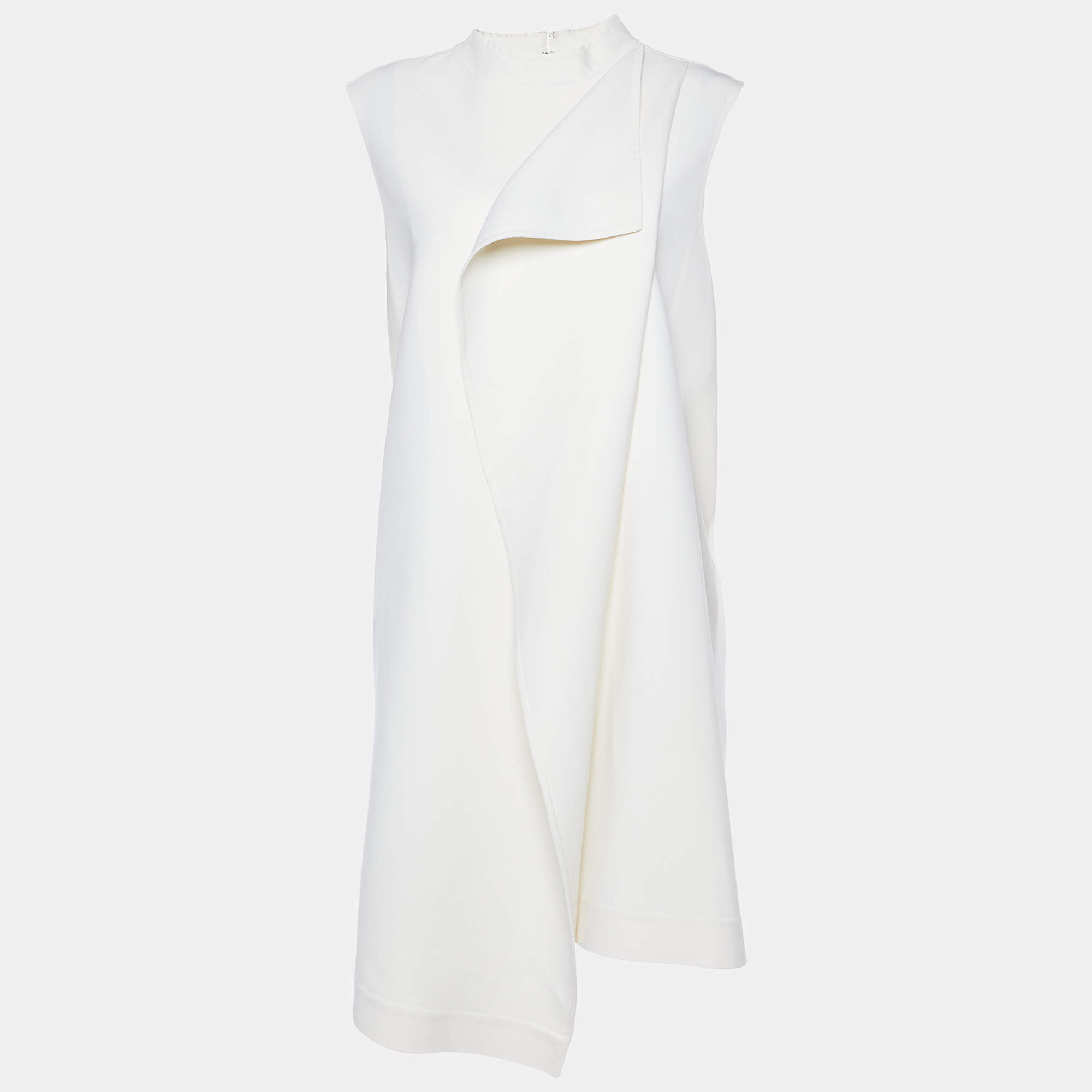 Pre Owned Oscar de la Renta Cream Wool Sleeveless Mini Dress XL