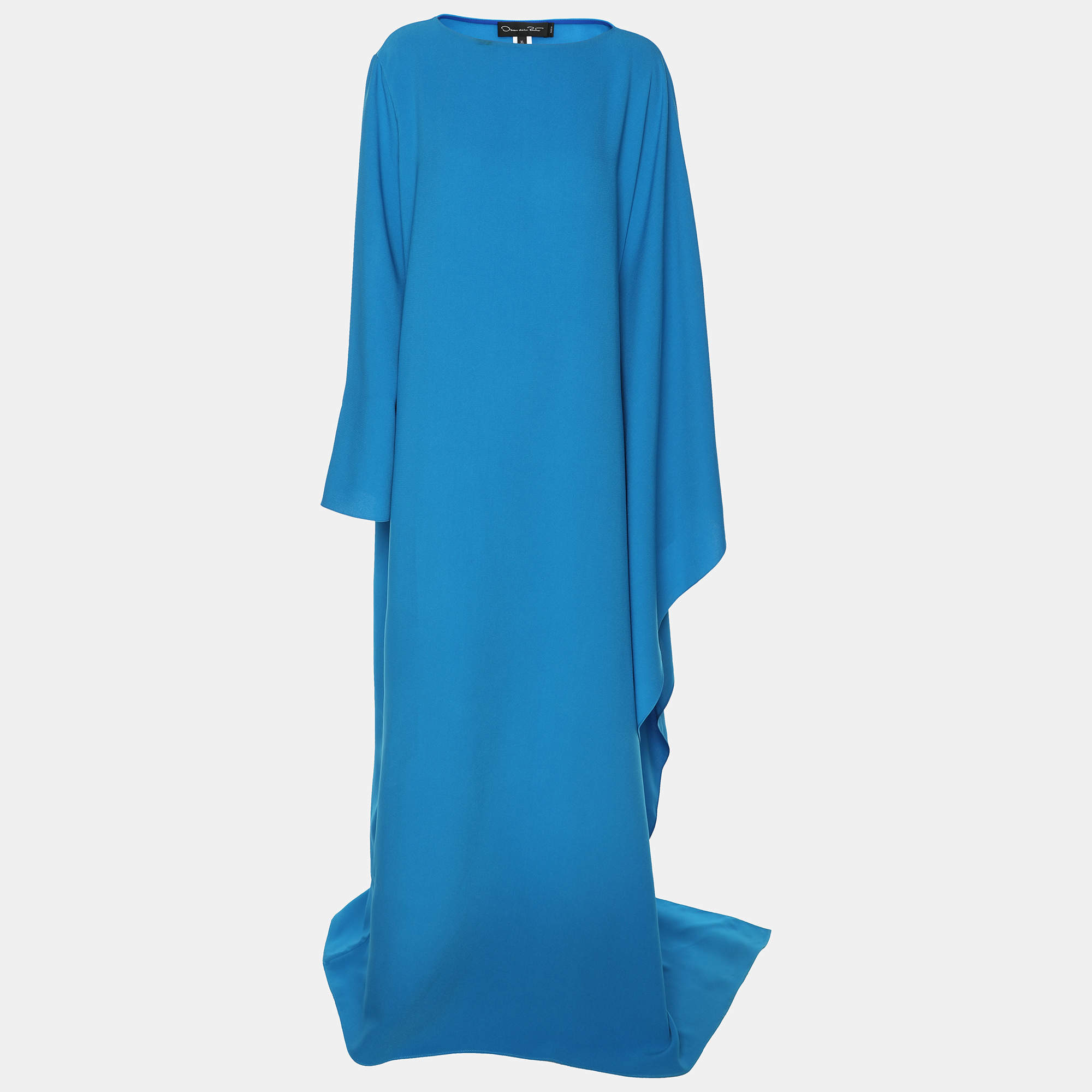 Oscar de la Renta Blue Silk Blend Kaftan XL