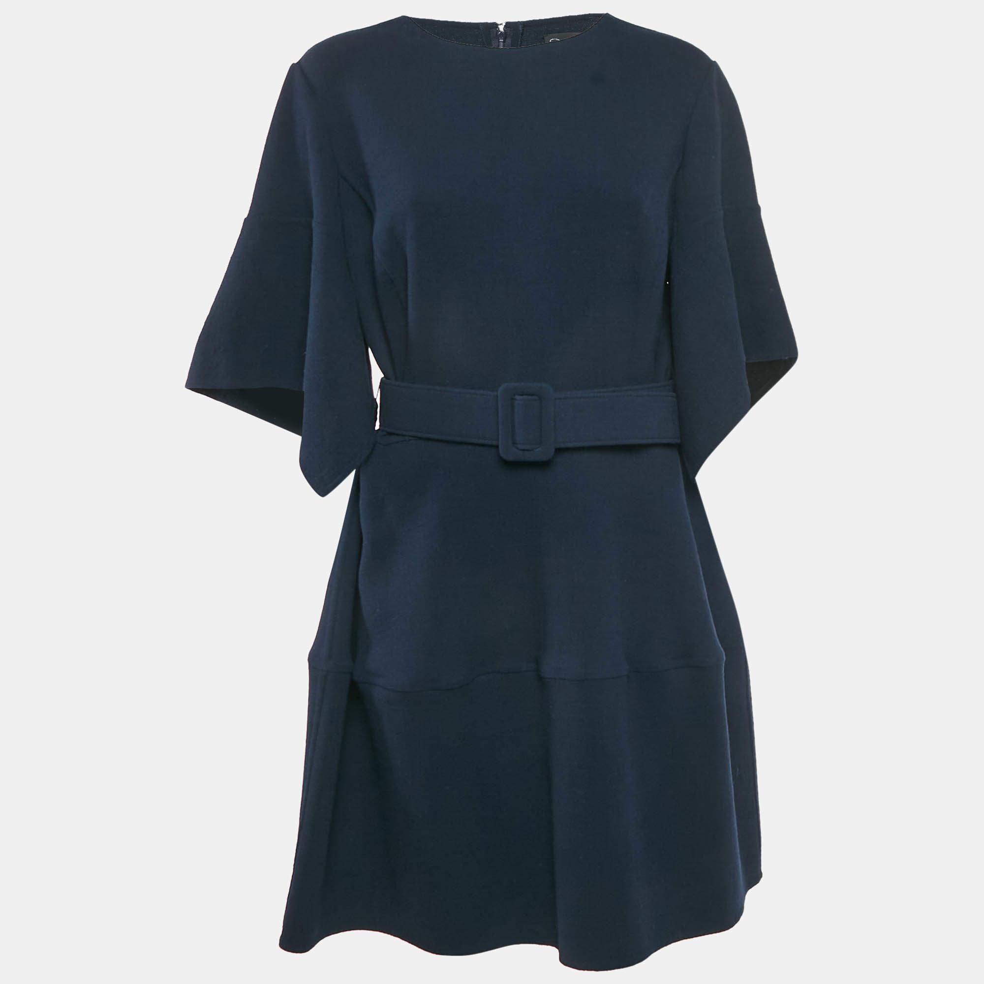 Pre Owned Oscar de la Renta Blue Wool Short Dress XL