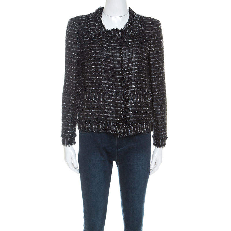 Pre Owned Oscar de la Renta Black Tweed Blazer M