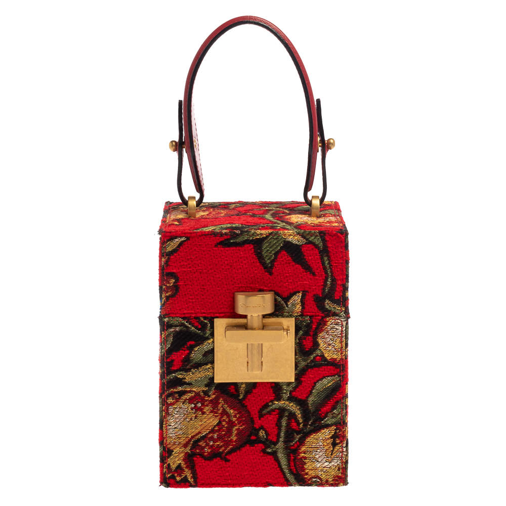 Oscar de la Renta Multicolor  Floral Print Fabric and Leather Alibi Box Bag