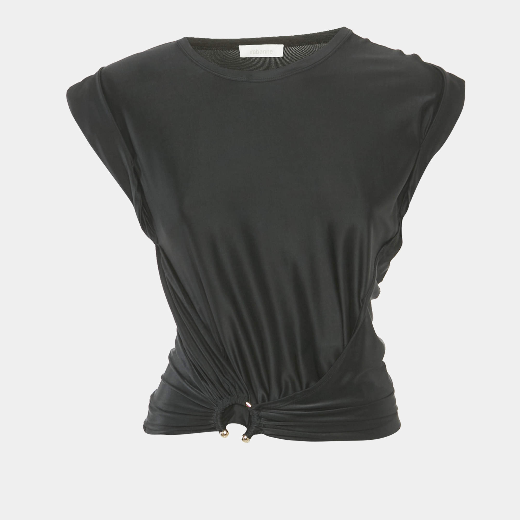 Paco Rabanne Black Jersey Drape Top S