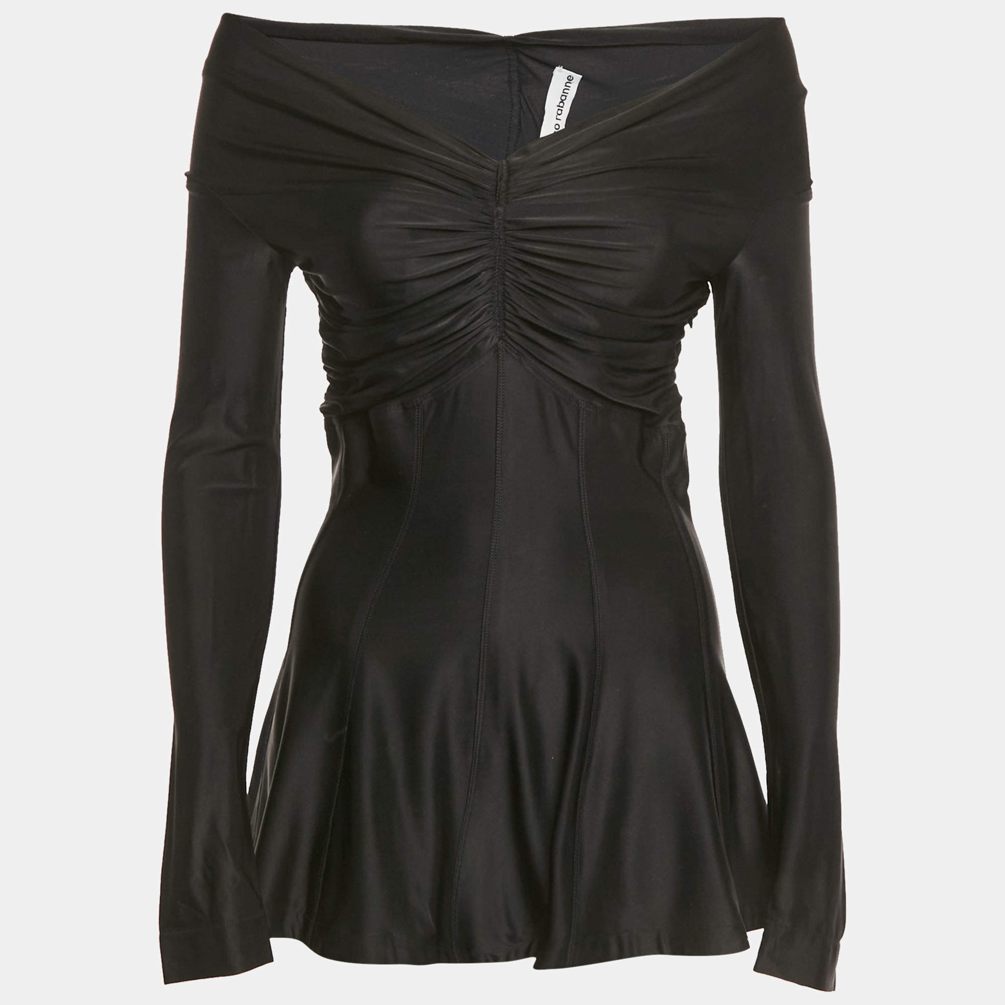 Pre Owned Paco Rabanne Black Jersey Ruched Top