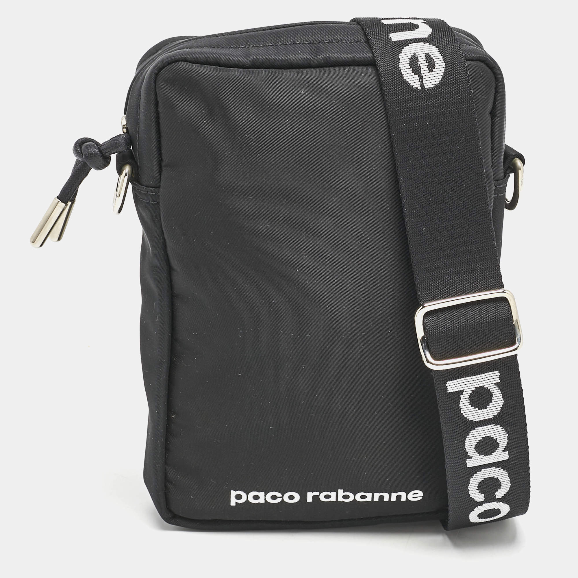 Paco Rabanne Black Nylon Logo Crossbody Bag