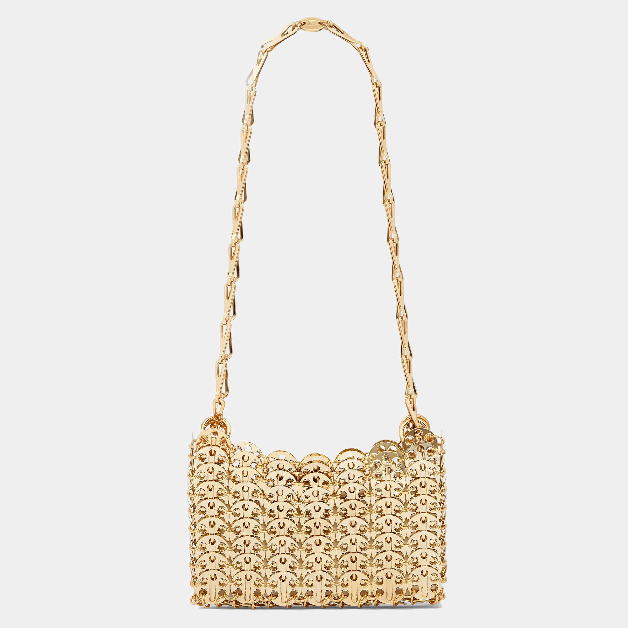 Pre Owned Paco Rabanne Gold Chain Link Metal Mini Crossbody Bag