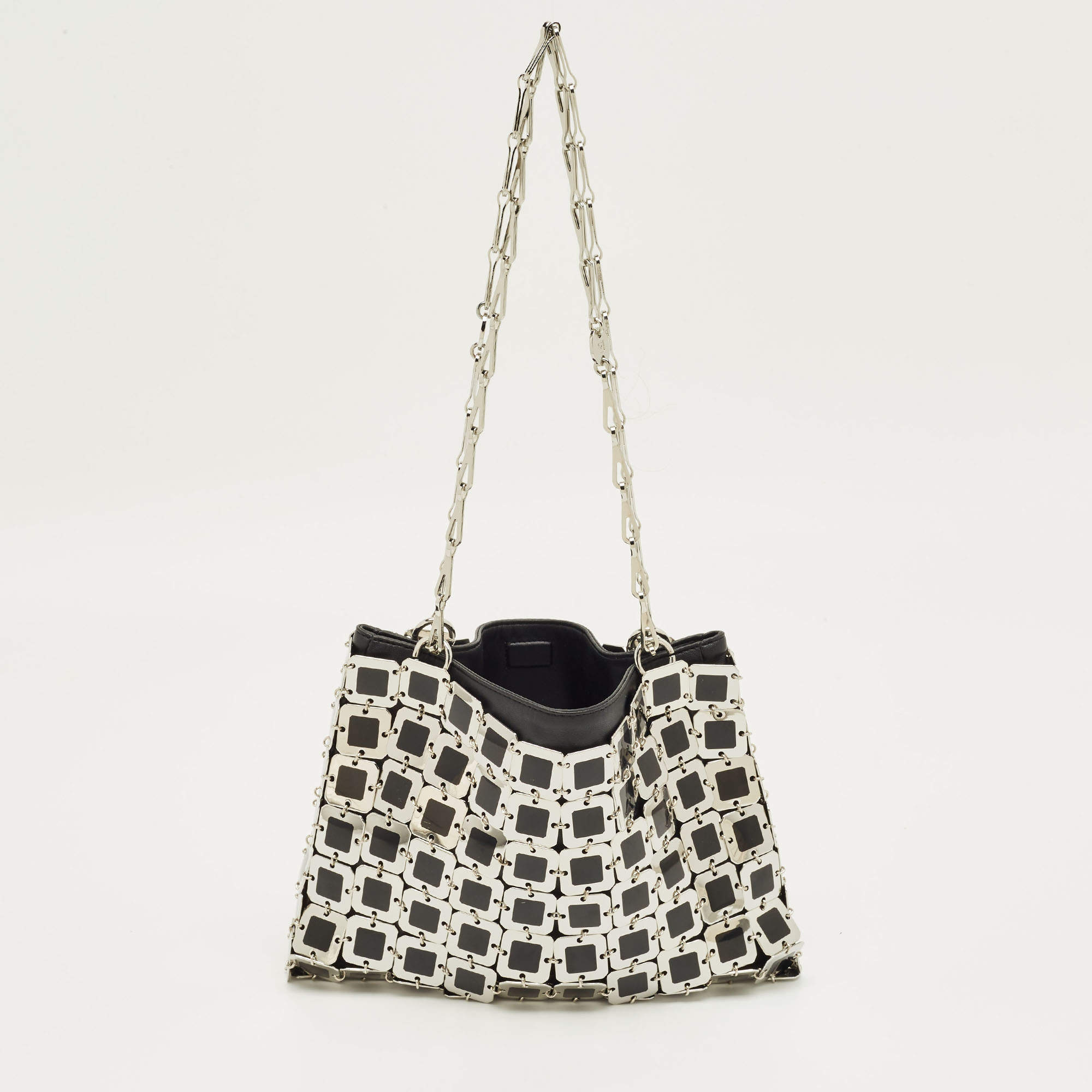 Pre Owned Paco Rabanne Black/Silver Metal Square Illusion Shoulder Bag