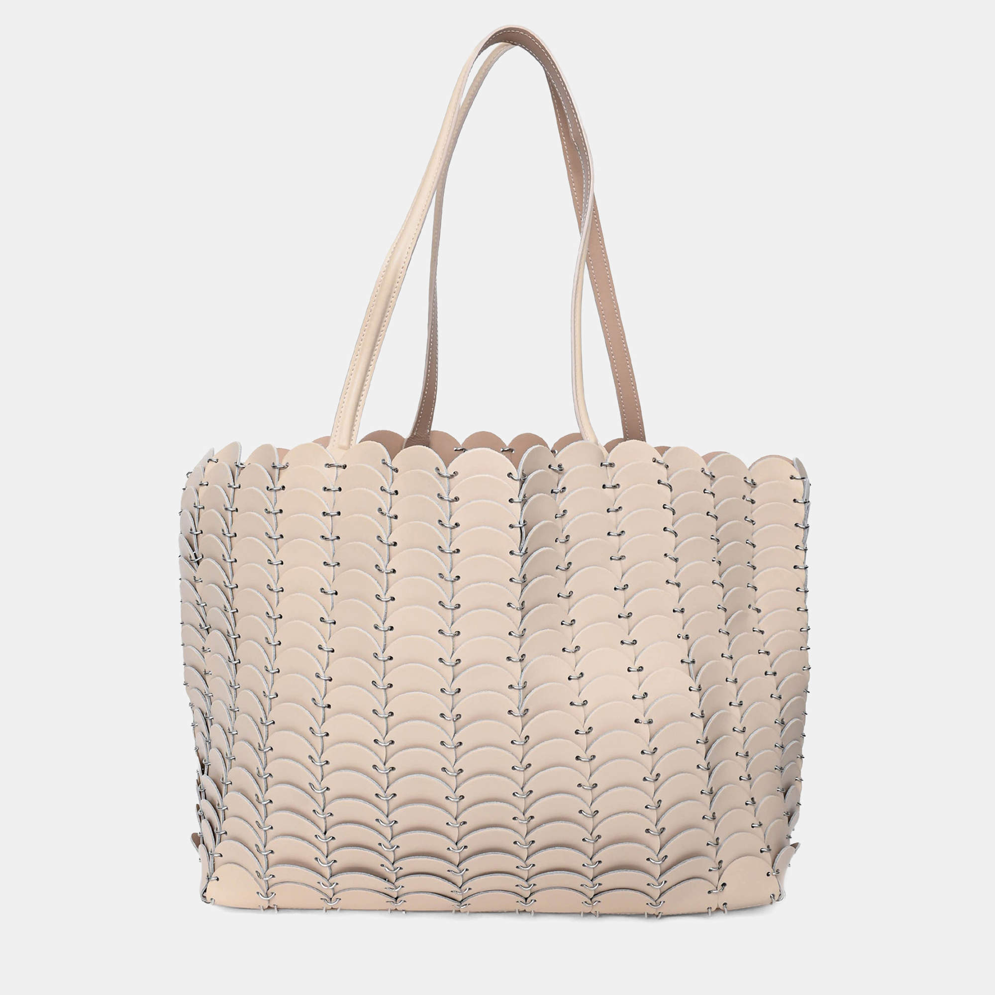 مملوكة مسبقًا Paco Rabbane Nude Leather Disc Tote Bag