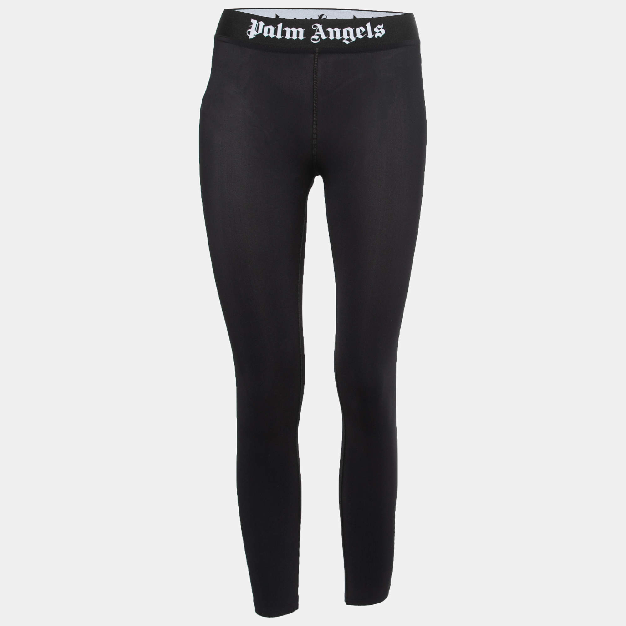 Pre Owned Palm Angels Black Classic Logo Printed Knit Leggings XS