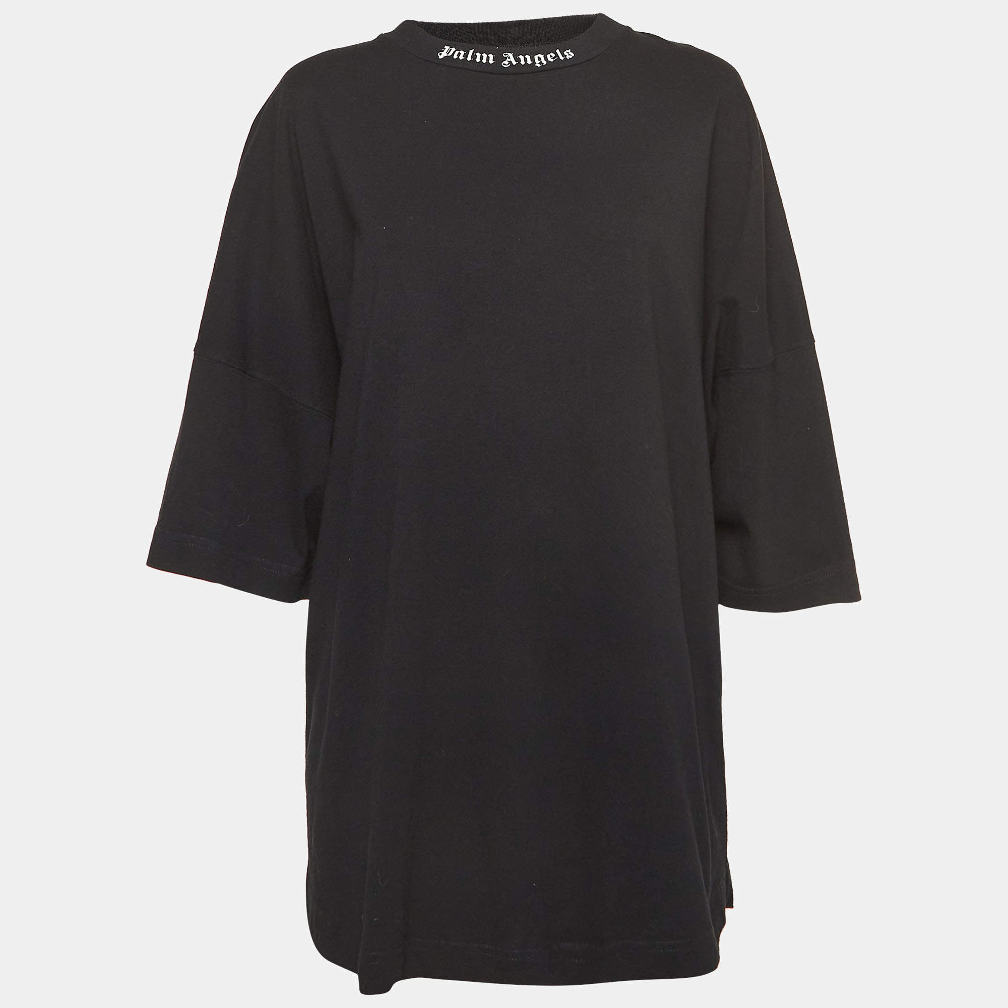 Palm Angels Black Logo Print Cotton Oversized T-Shirt L