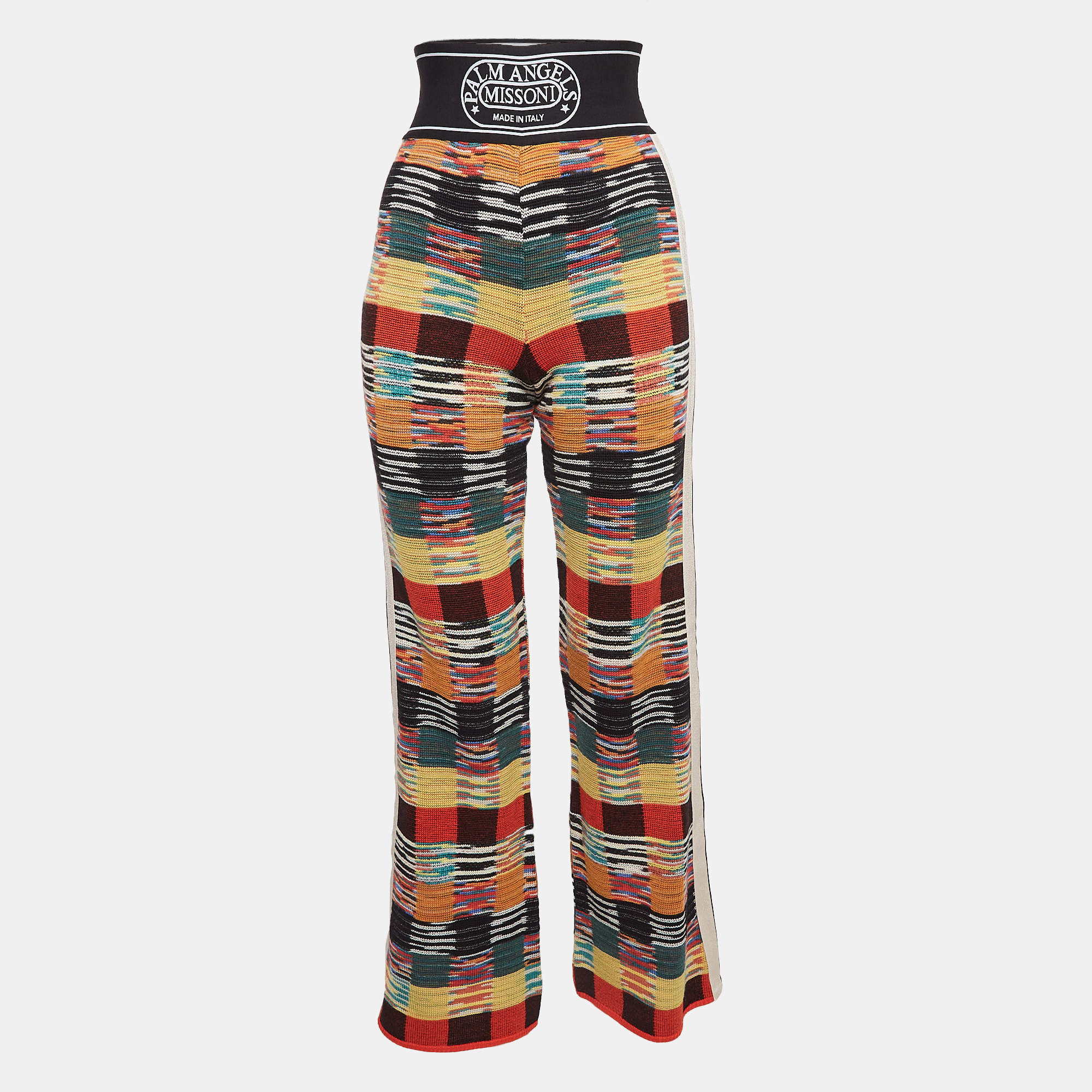Palm Angels x Missoni Multicolor Wool Knit Wide-Leg Pants S
