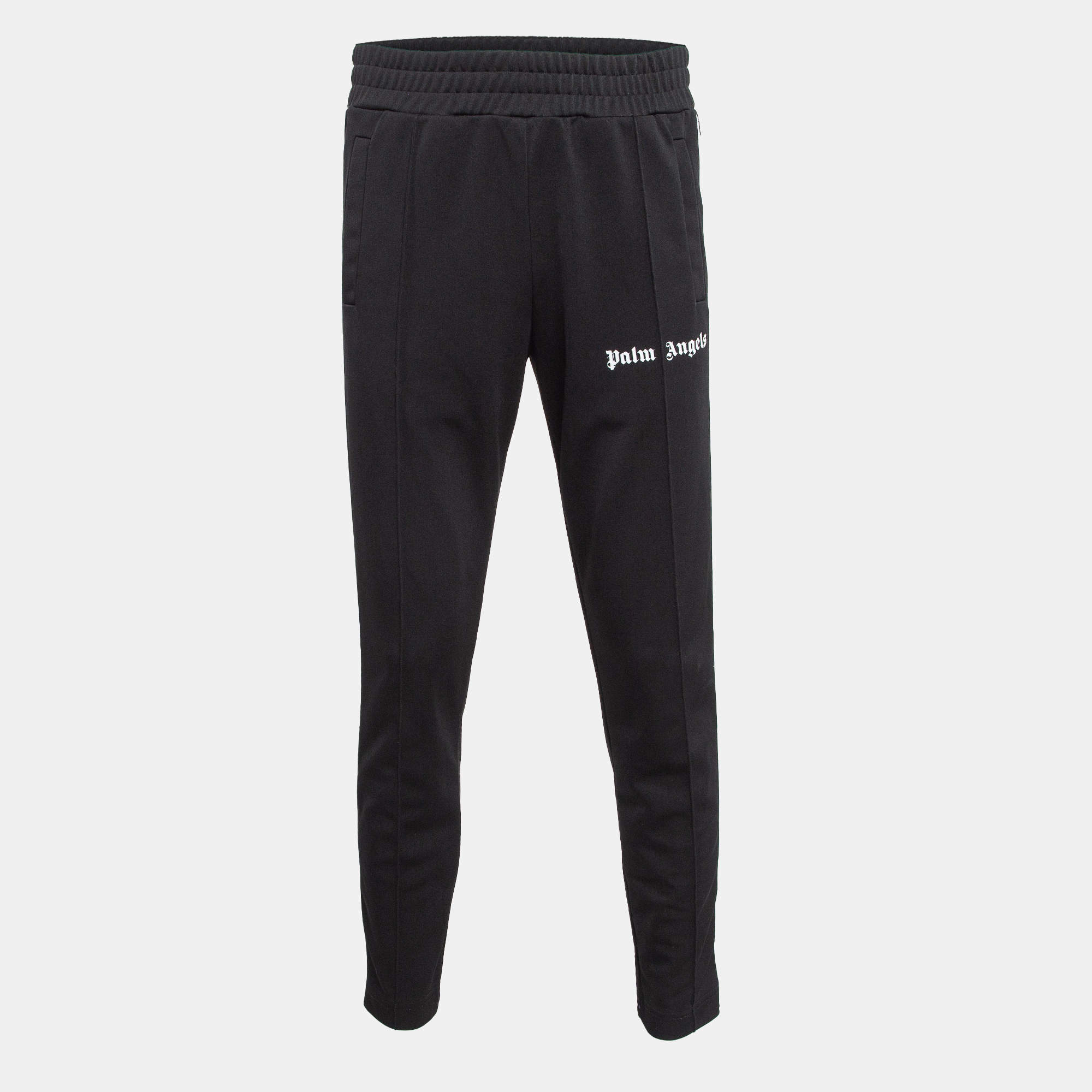 Palm Angels Black Logo Print Jersey Classic Slim Track Pants L