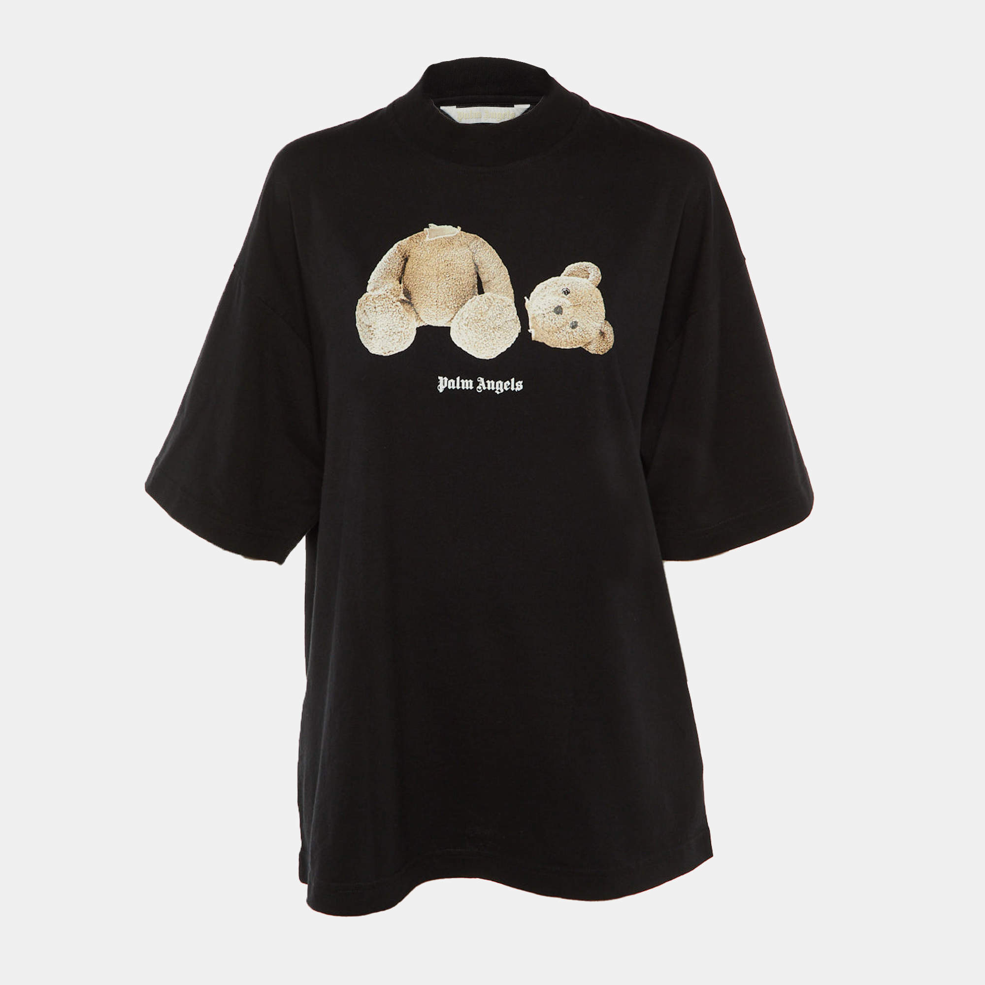 Pre Owned Palm Angels Black Bear Printed Cotton Knit Oversized T-Shirt M