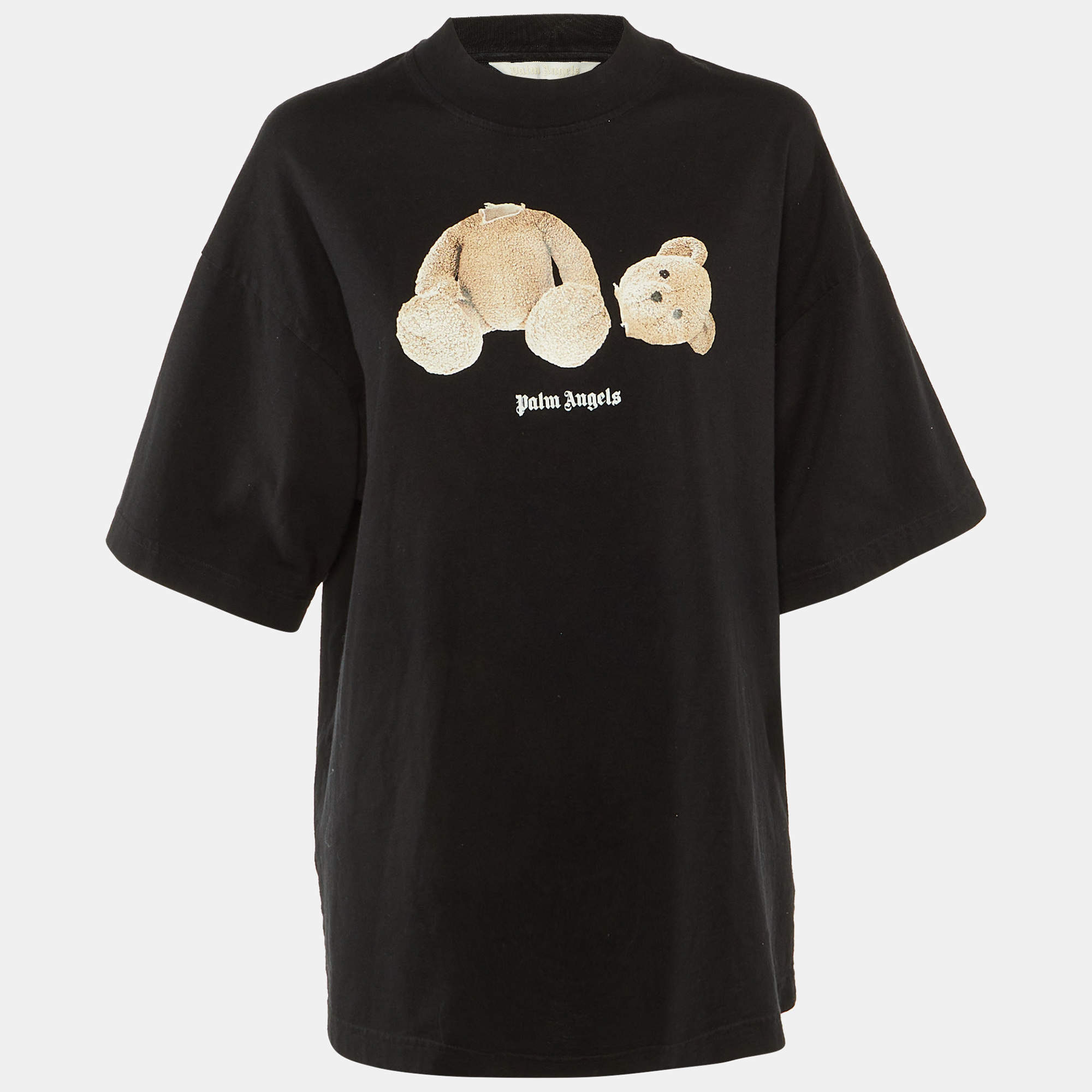 Pre Owned Palm Angels Black Bear Print Cotton Oversized T-Shirt M