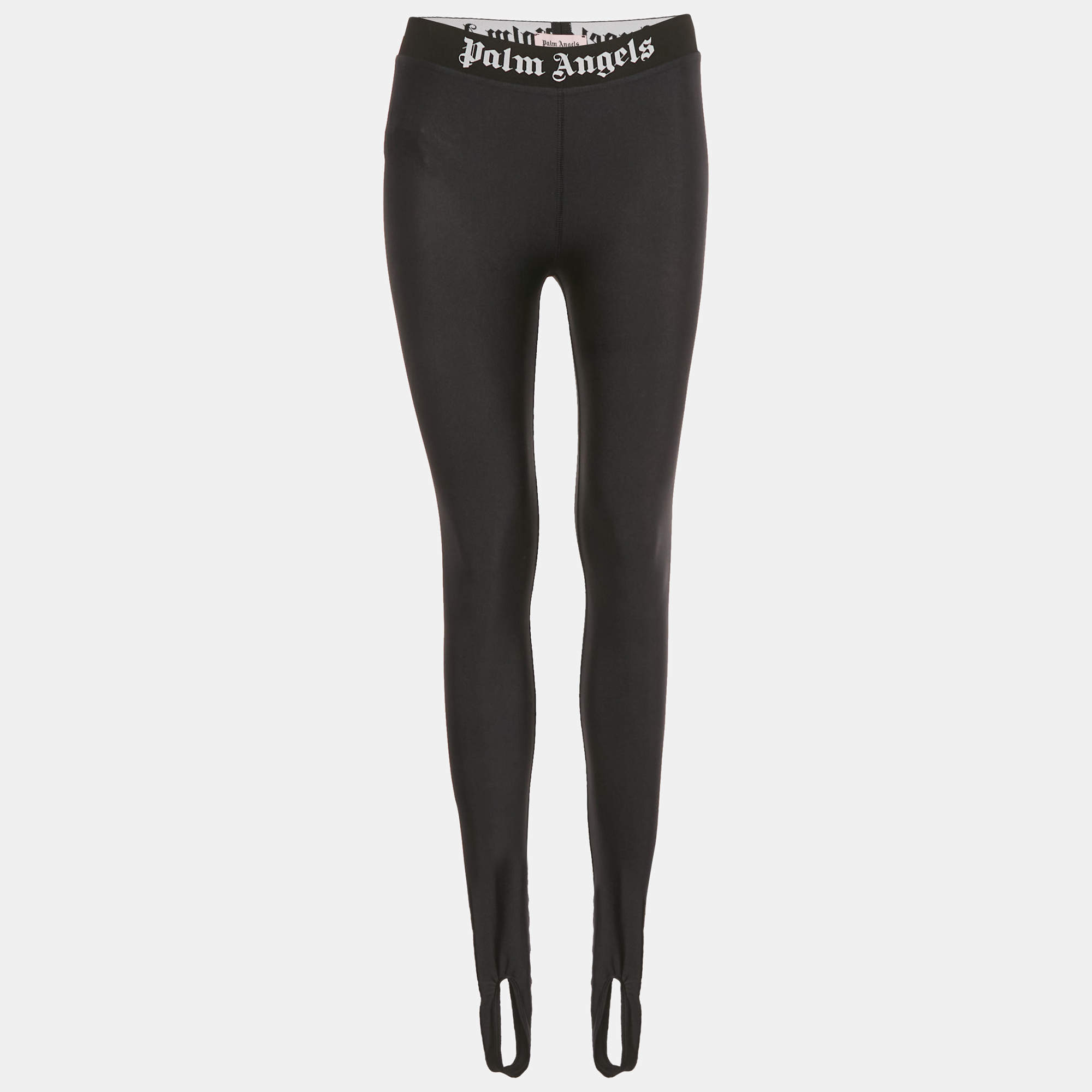 مملوكة مسبقًا Palm Angels Black Logo Waistband Jersey Stir-Up Leggings S
