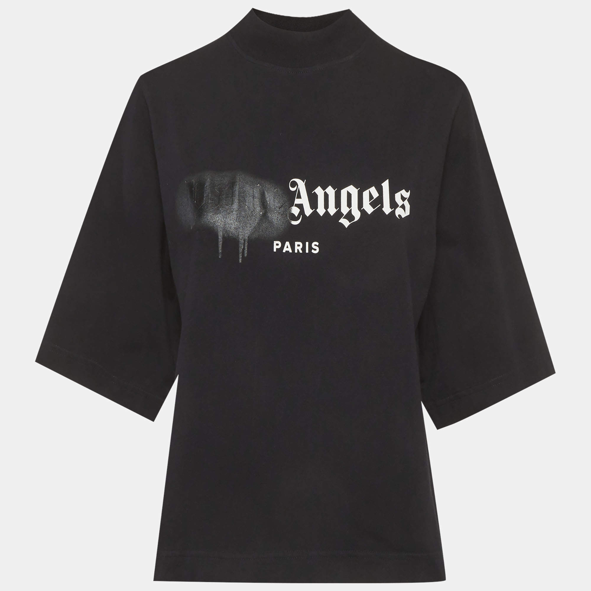 Pre Owned Palm Angels Black Jersey Logo Detail T-Shirt S