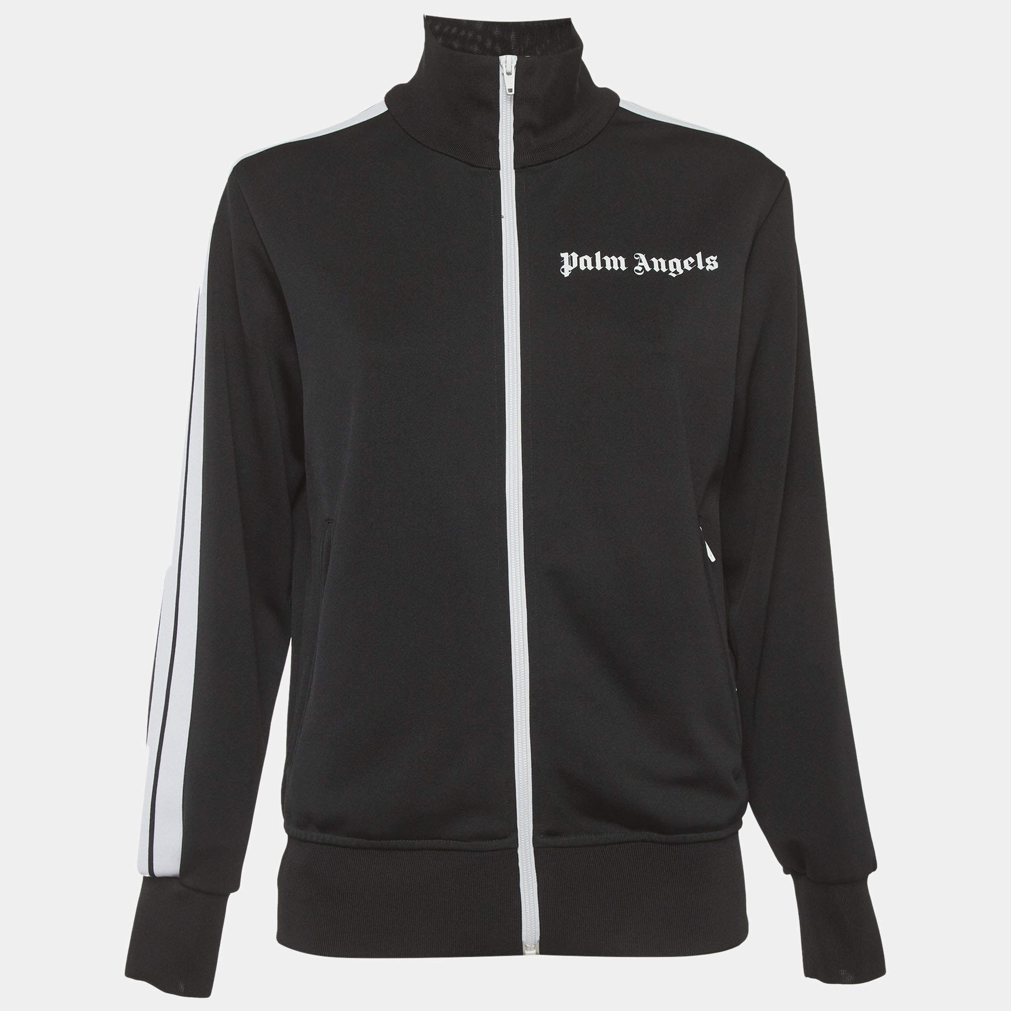 Pre Owned جاكيت بالم أنجيلز بطبعة شعار باللون الأسود جيرسي رياضي مقاس صغير - سمول