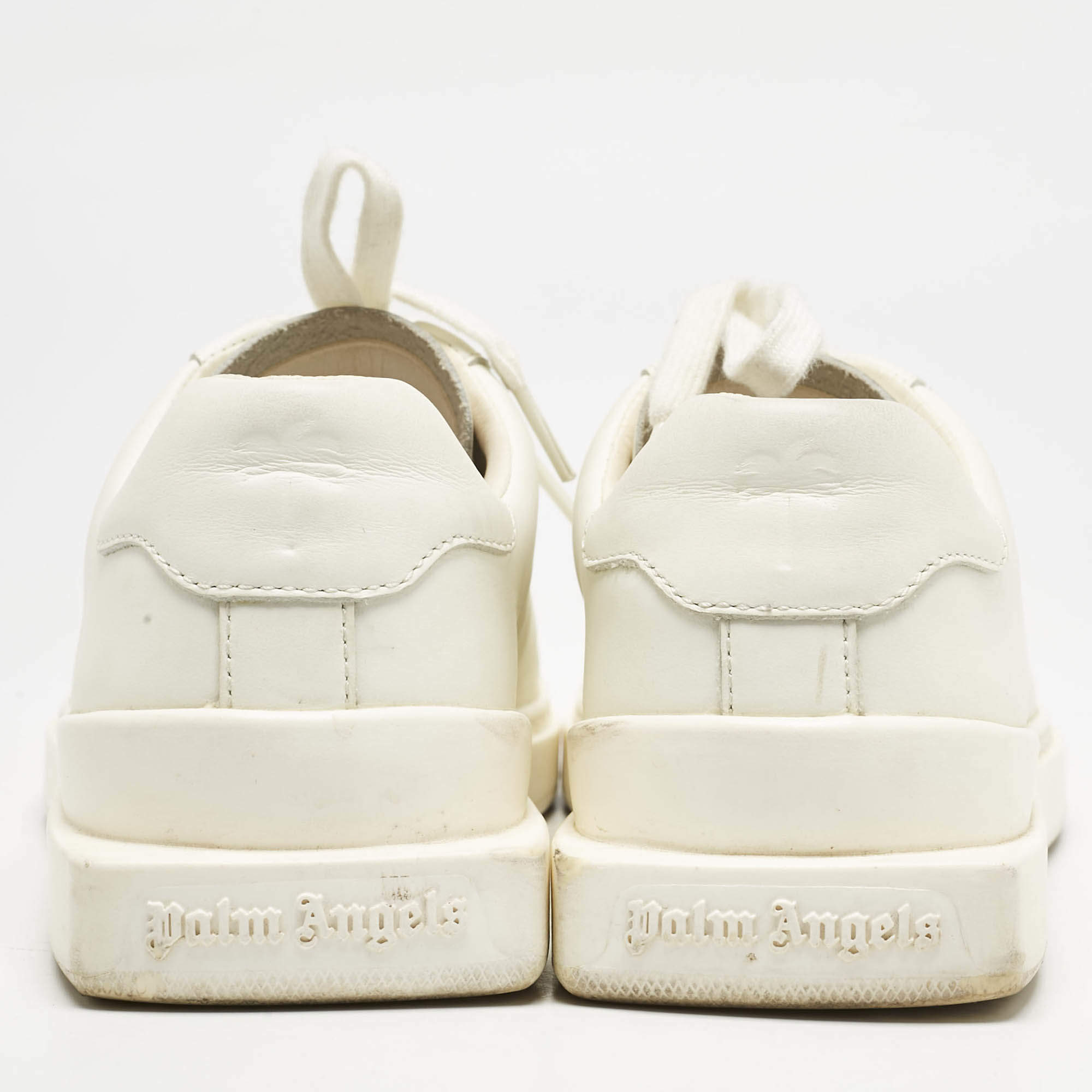 Palm Angels White Leather Two Low Top Sneakers Size 39 Palm
