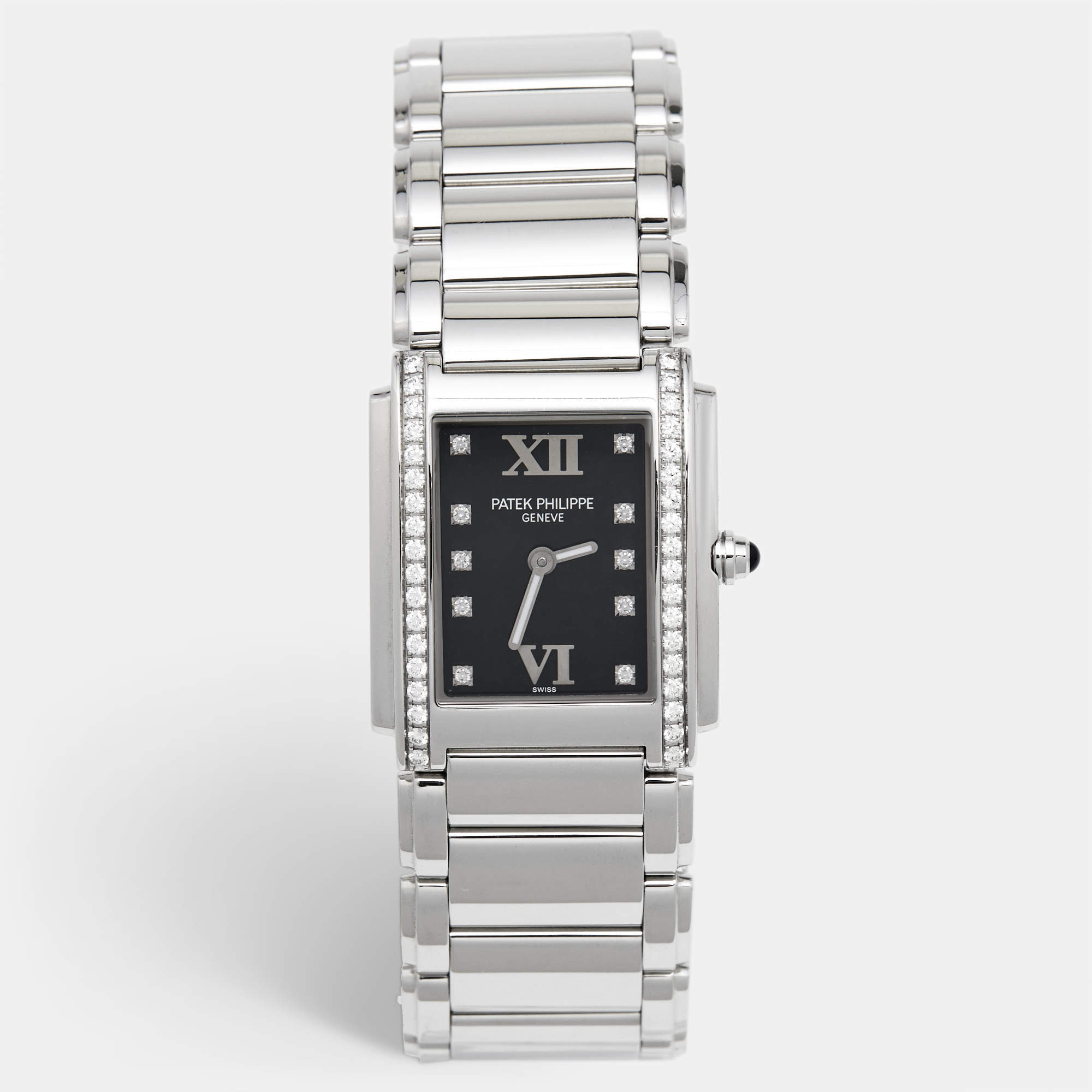 Patek Philippe Black Stainless Steel Diamond Twenty-4 4910/10A-001 Women's Wristwatch 25 mm