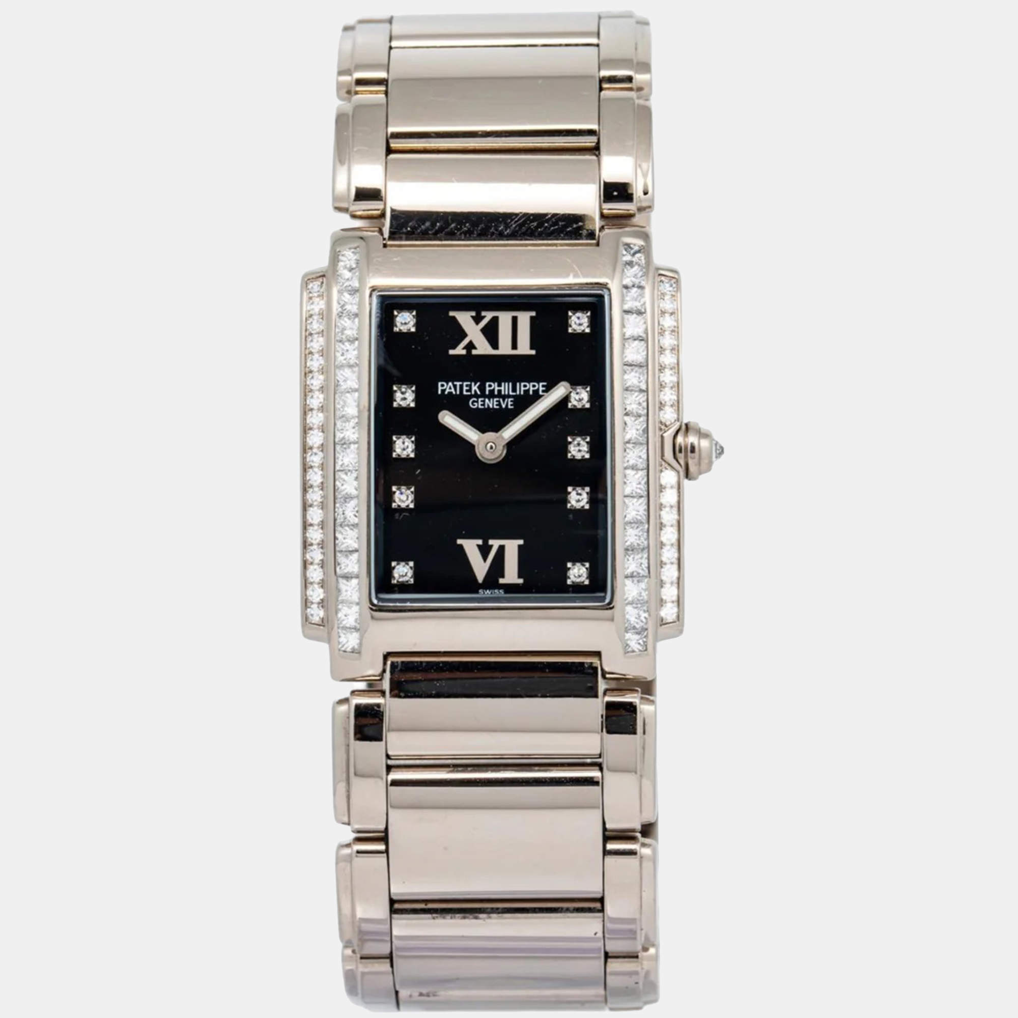 Patek Philippe Twenty-4 4910/20 Quartz Black Diamond Stainless Steel Women's Wristwatch 25 mm