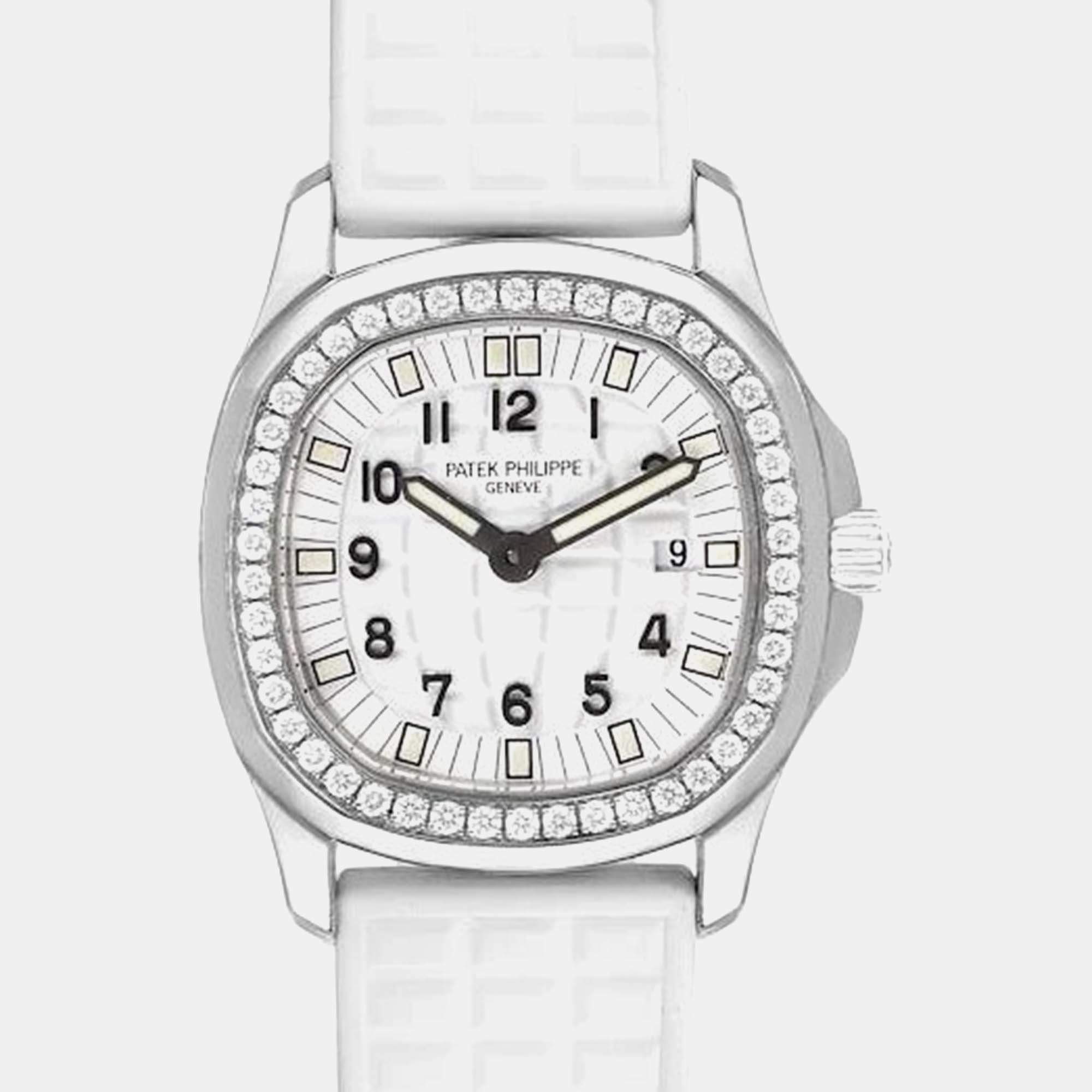 Patek Philippe Aquanaut 4961A Quartz White Stainless-Steel Women's Wristwatch 28 mm