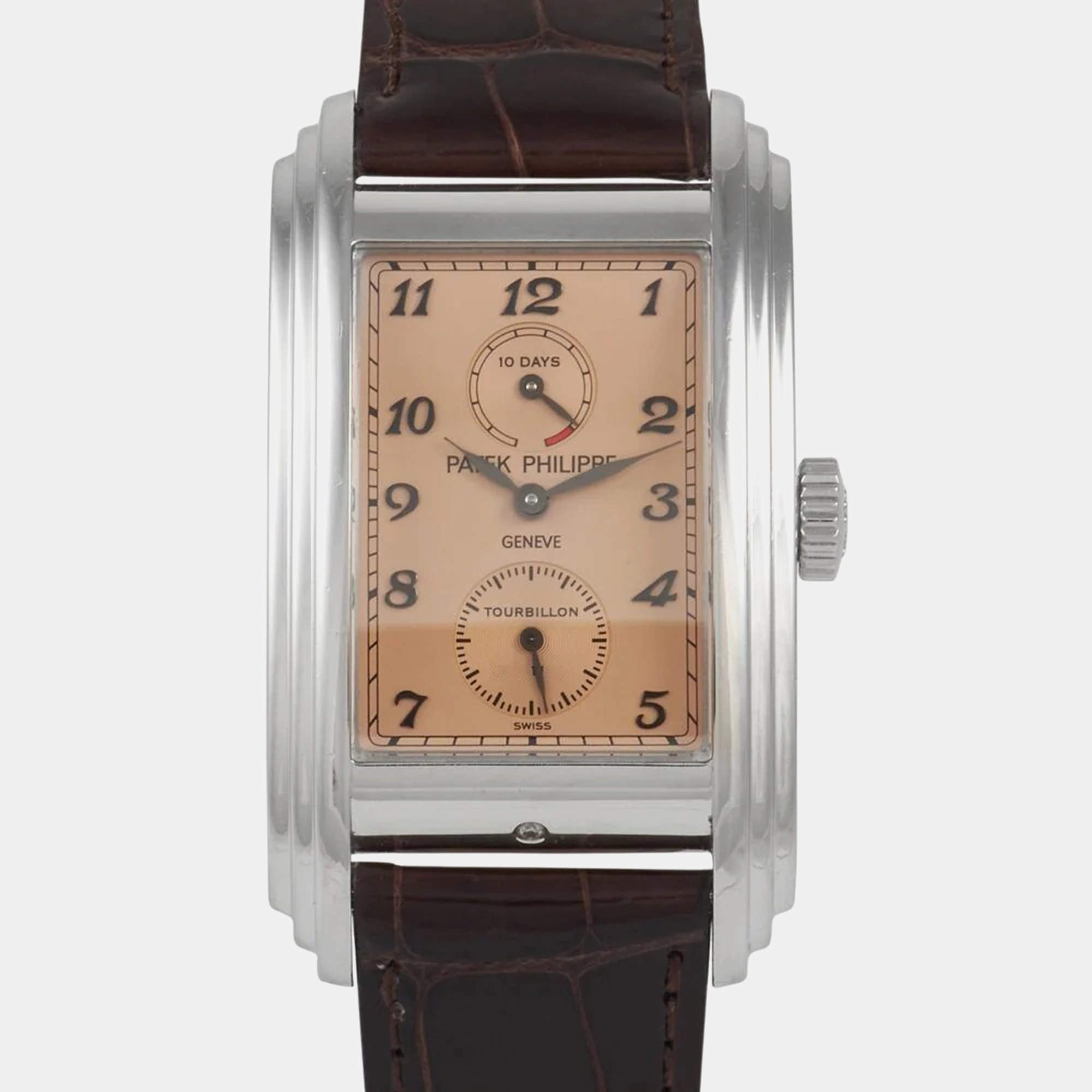 Patek Philippe 10-Day Tourbillon 5101P Manual Winding Salmon Platinum Women's Wristwatch 29 mm