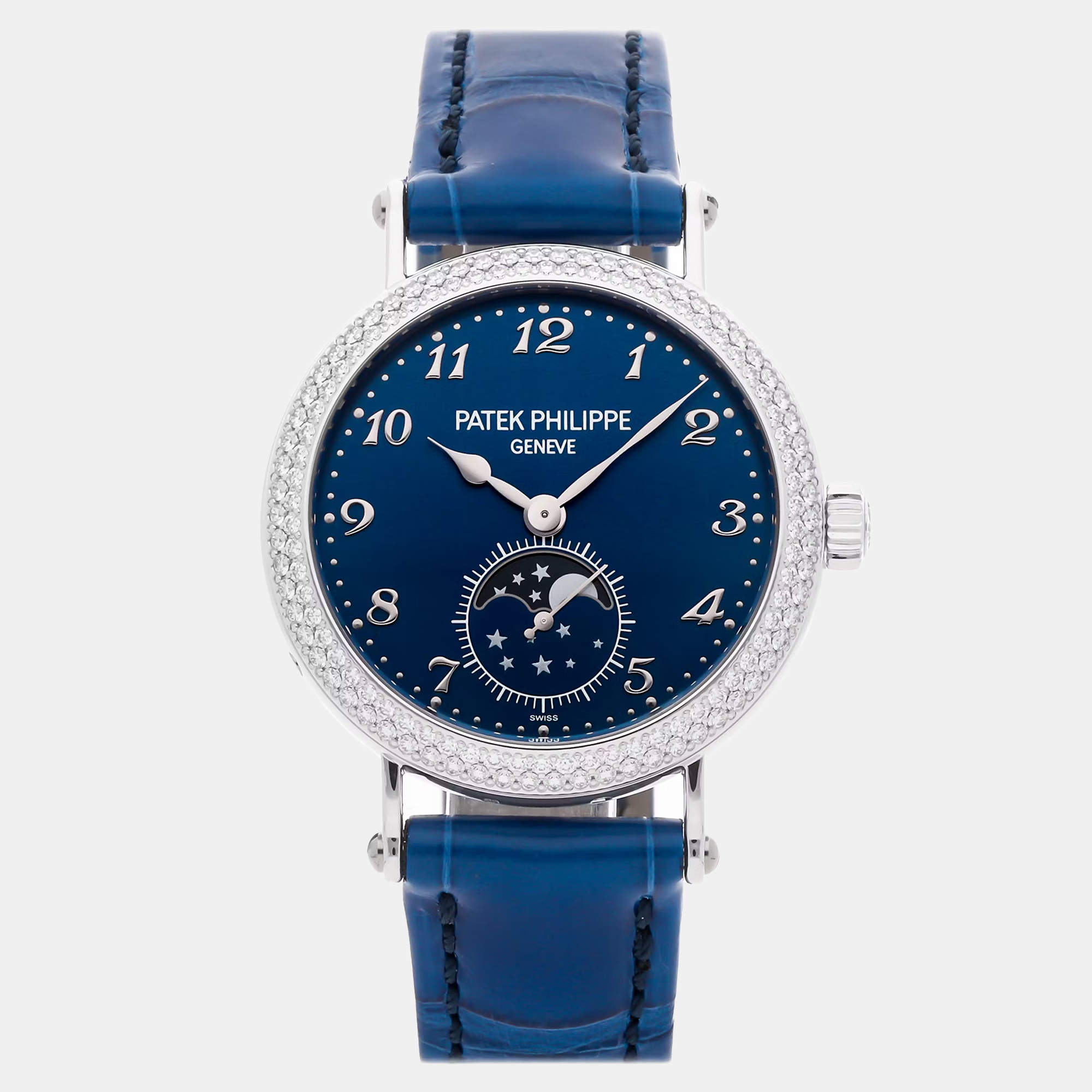 Pre Owned Patek Philippe Complications 7121/200G-001 Manual Winding Blue 18k White Gold Women's Wristwatch 33 mm