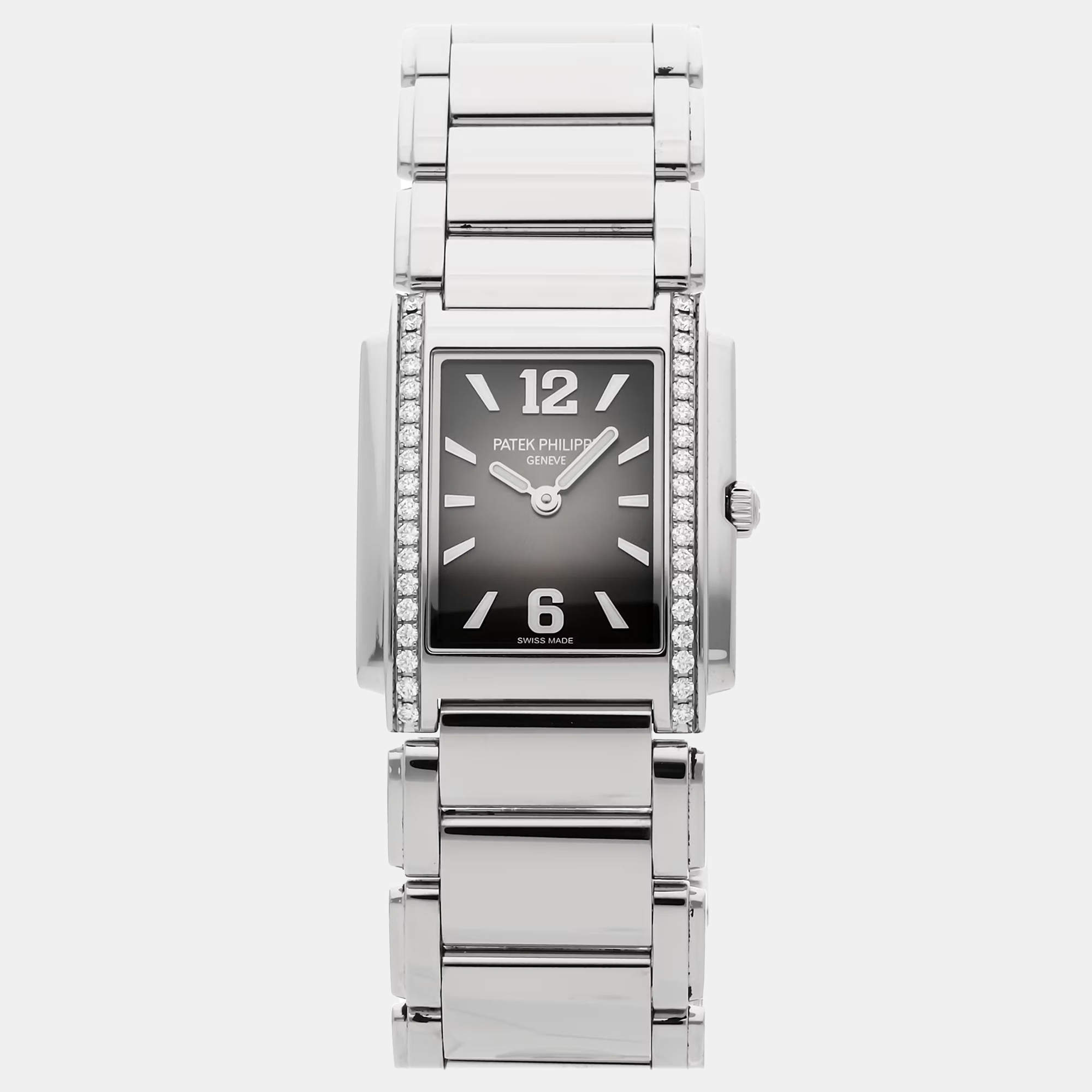 Pre Owned Patek Philippe Twenty-4 4910/1200A-010 Quartz Grey Stainless Steel Women's Wristwatch 25 mm