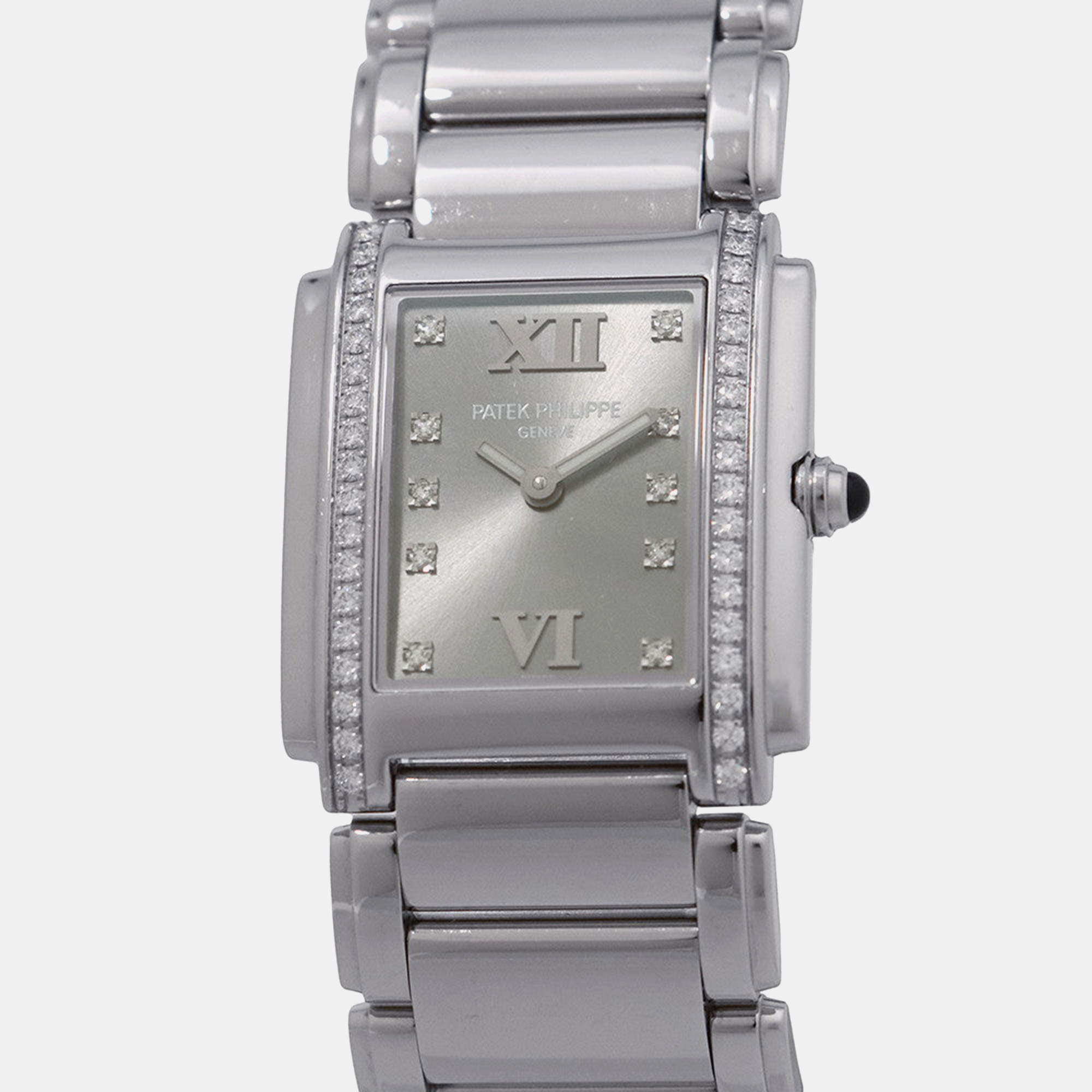 Pre Owned Patek Philippe Twenty-4 4910/10A-010 Quartz Gray Stainless Steel Women’s Wristwatch 25 mm