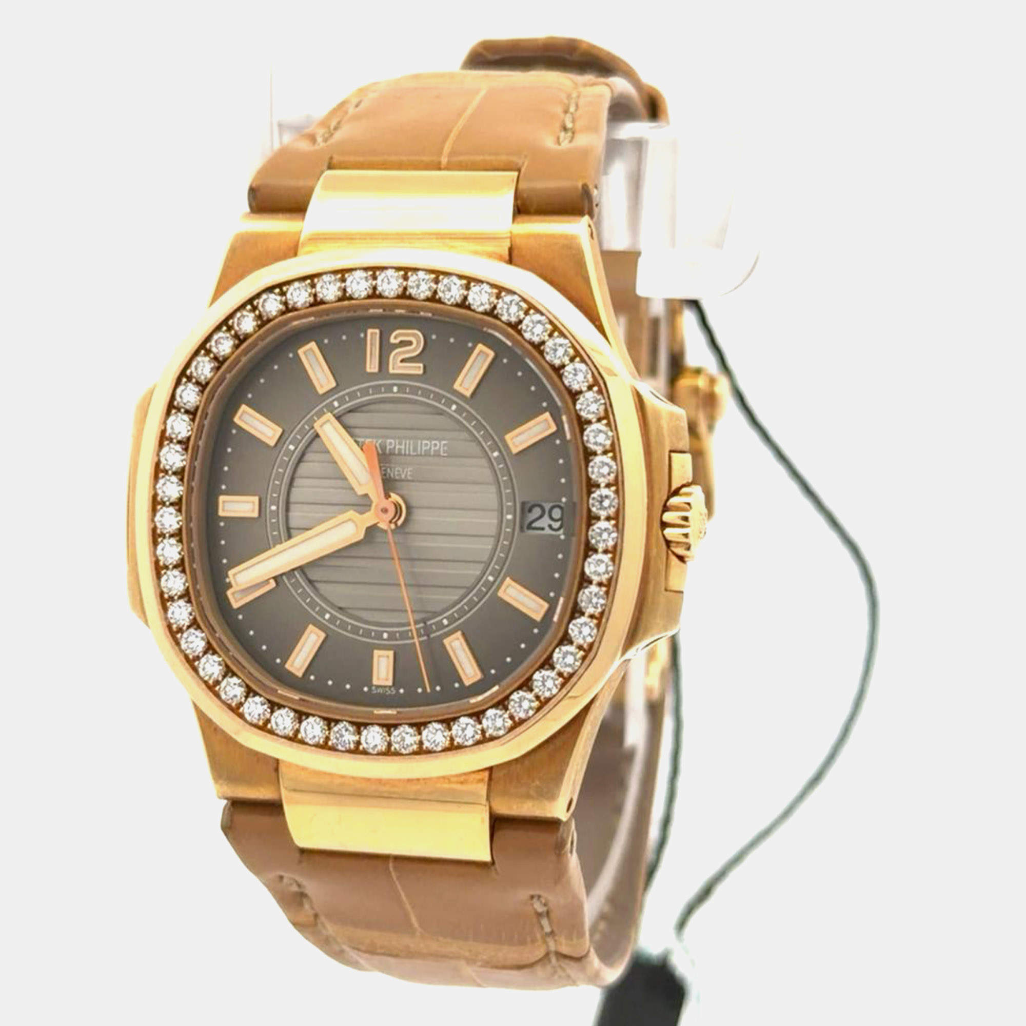 GF Ferre Mother of Pearl Gold Plated Stainless Steel Leather 9062J