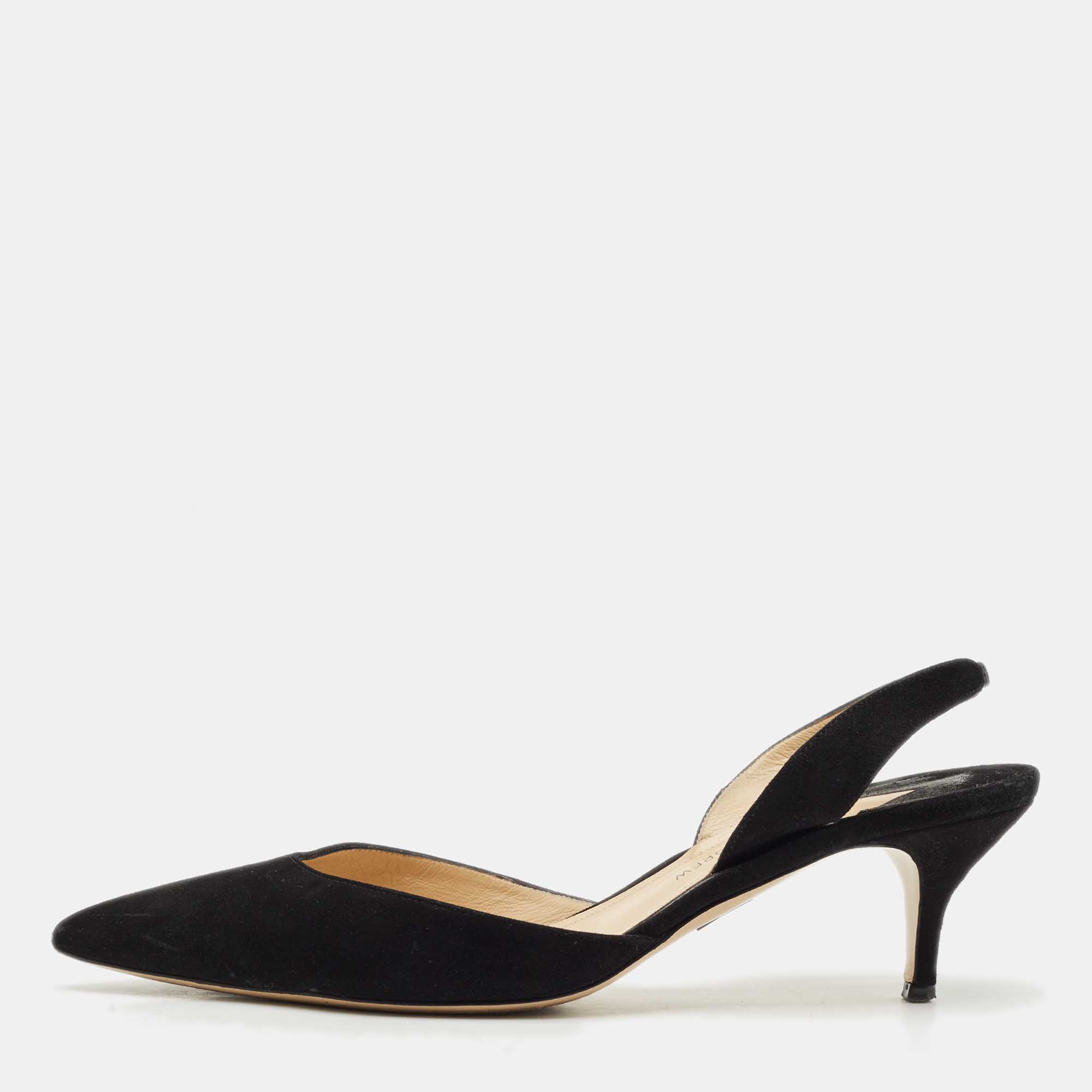 Paul Andrew Black Suede Slingback Pumps Size 40
