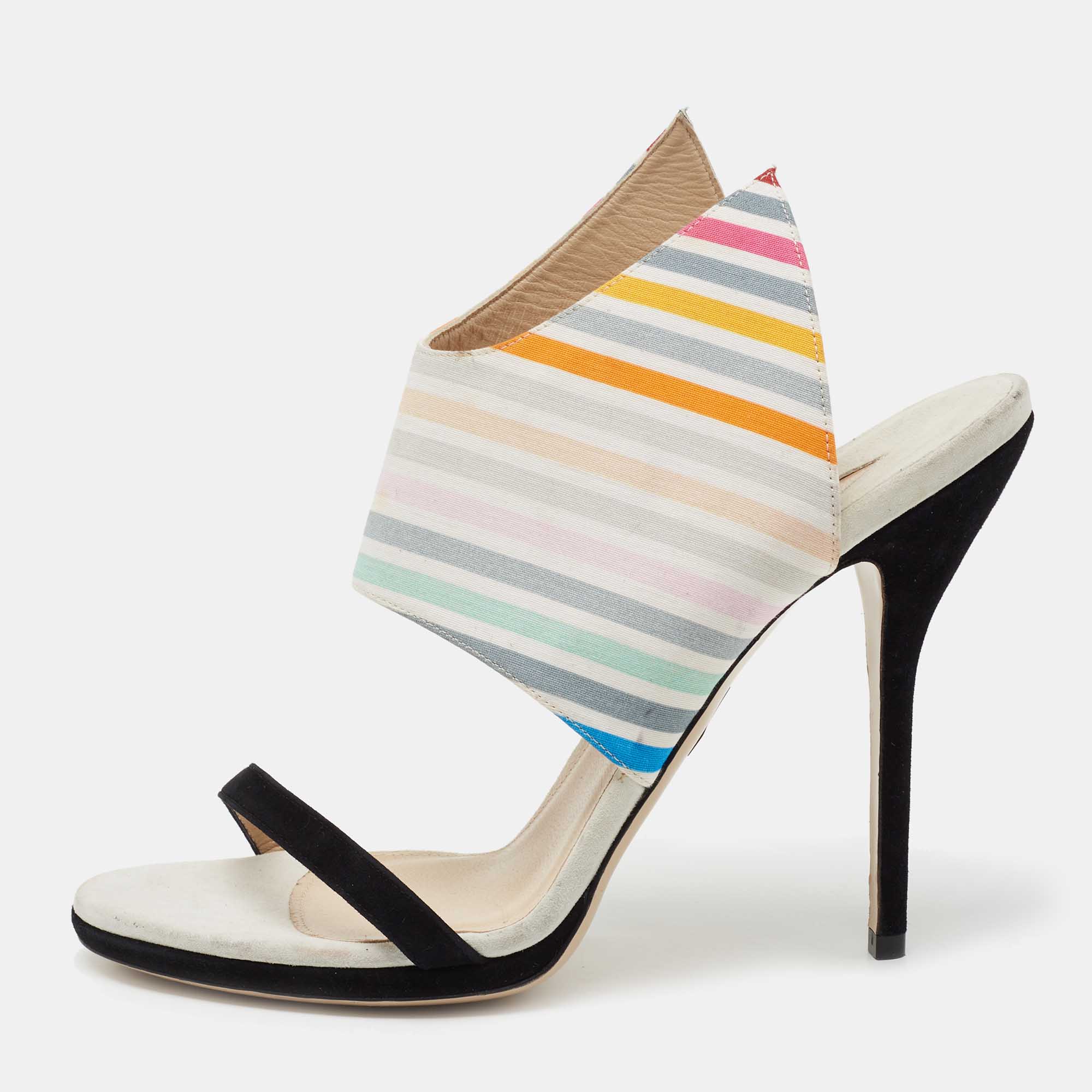 Pre Owned صندل سلايد بول أندرو وينغ فانب كانفاس وسويدي متعدد الألوان مقاس 41