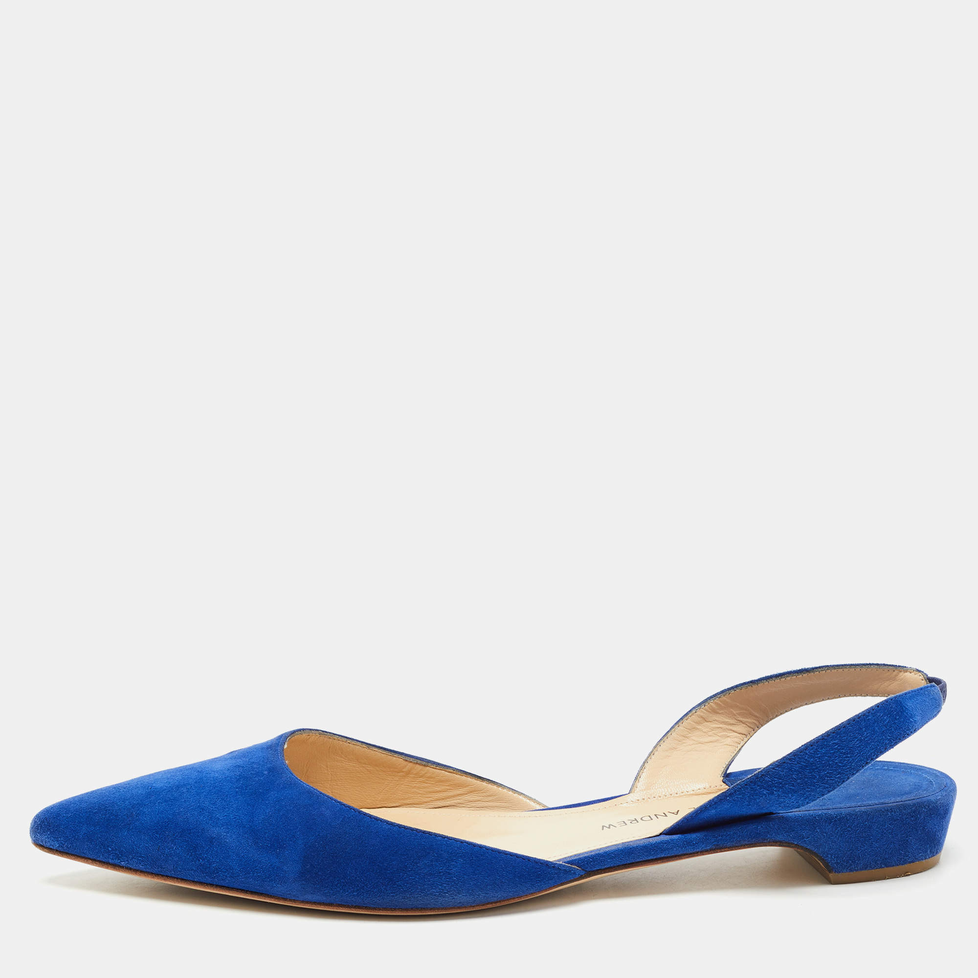 Paul Andrew Blue Suede Rhea Slingback Flats Size 41