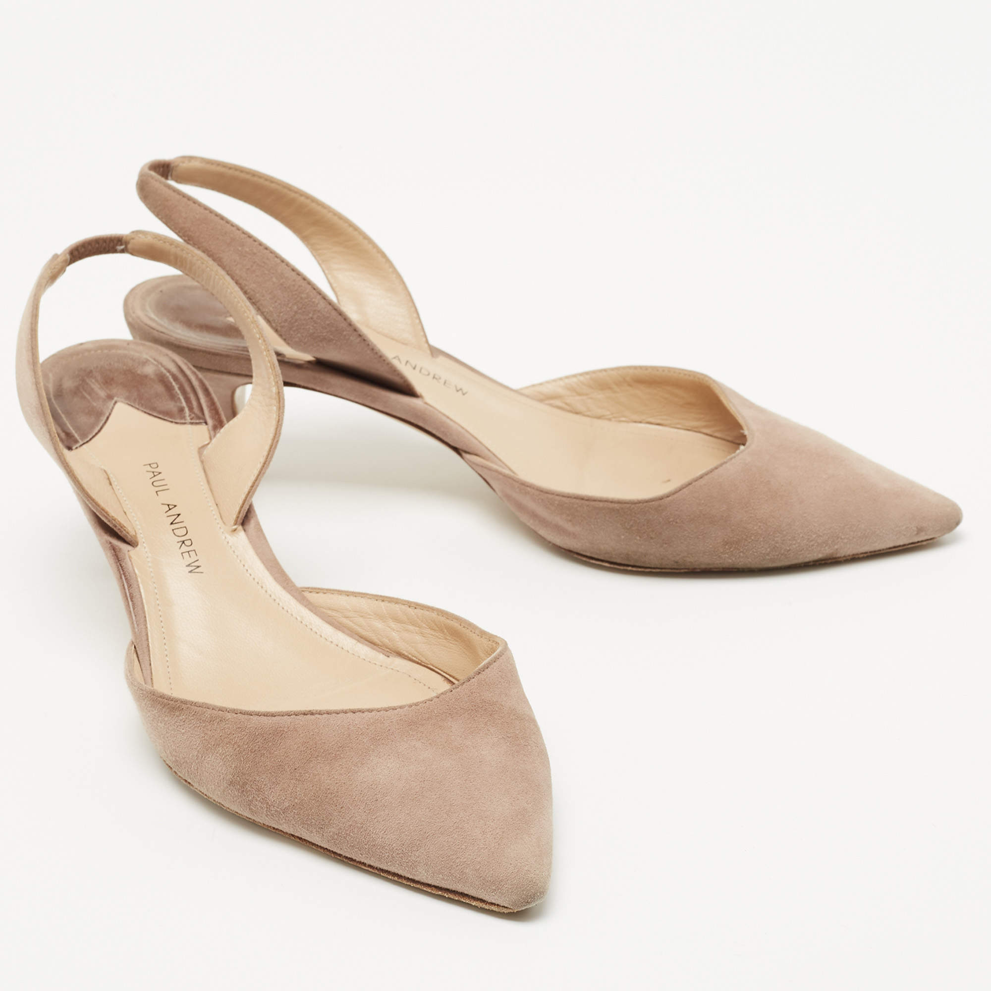 Paul Andrew Brown Suede Rhea Slingback Pumps Size 37.5 Paul Andrew TLC