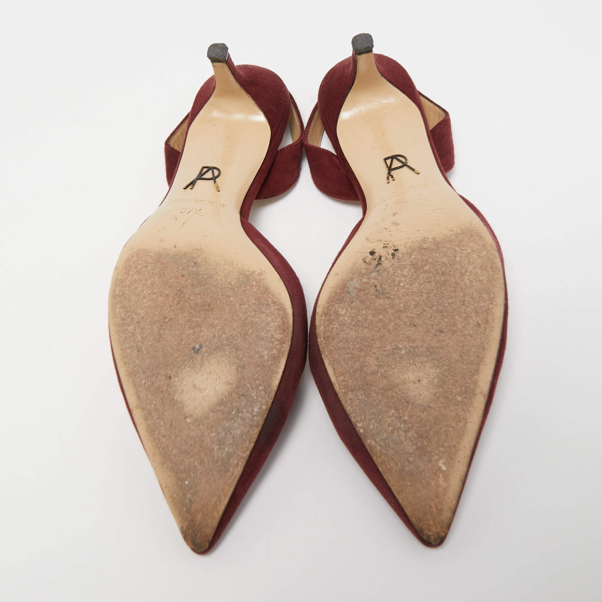 Pre Owned Paul Andrew Burgundy Suede Rhea Slingback Pumps Size 37.5