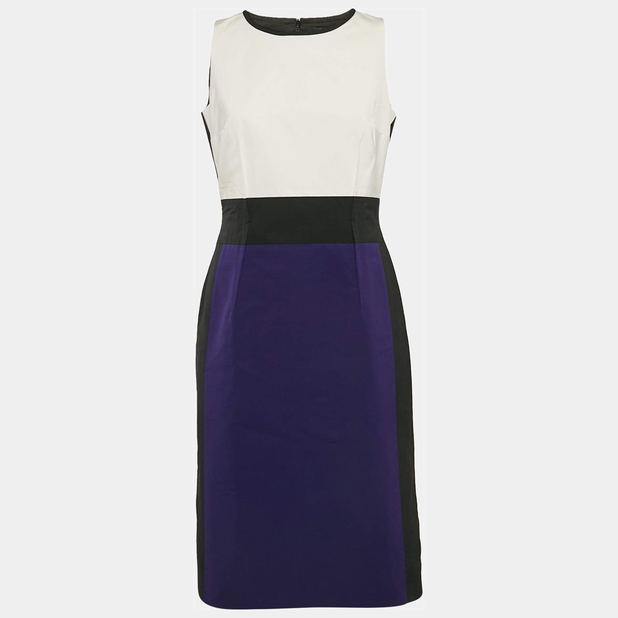 Paule Ka Multicolor Synthetic Color-Block Knee-Length Sleeveless Dress M