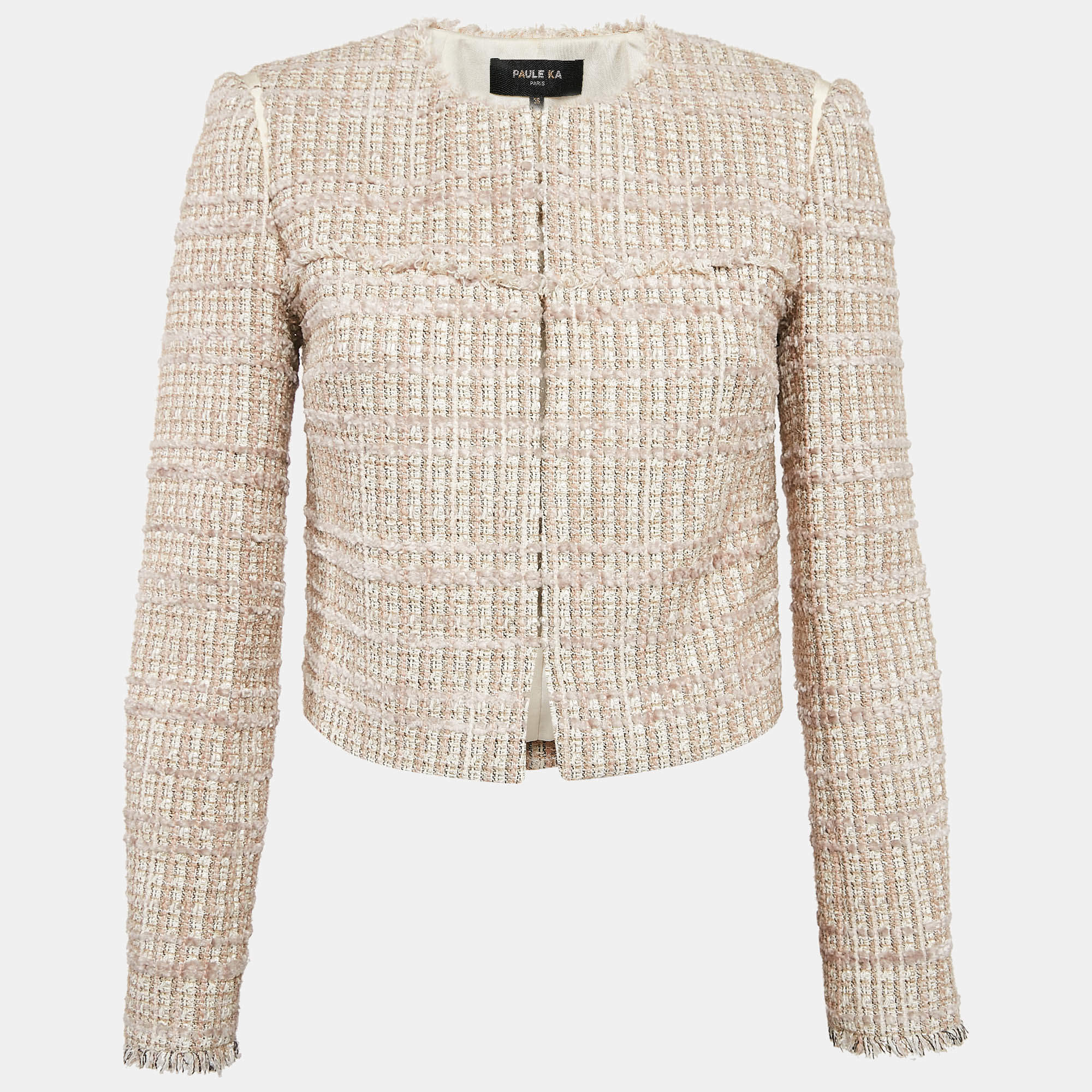 Paule Ka White/Pink Lurex Tweed Jacket S