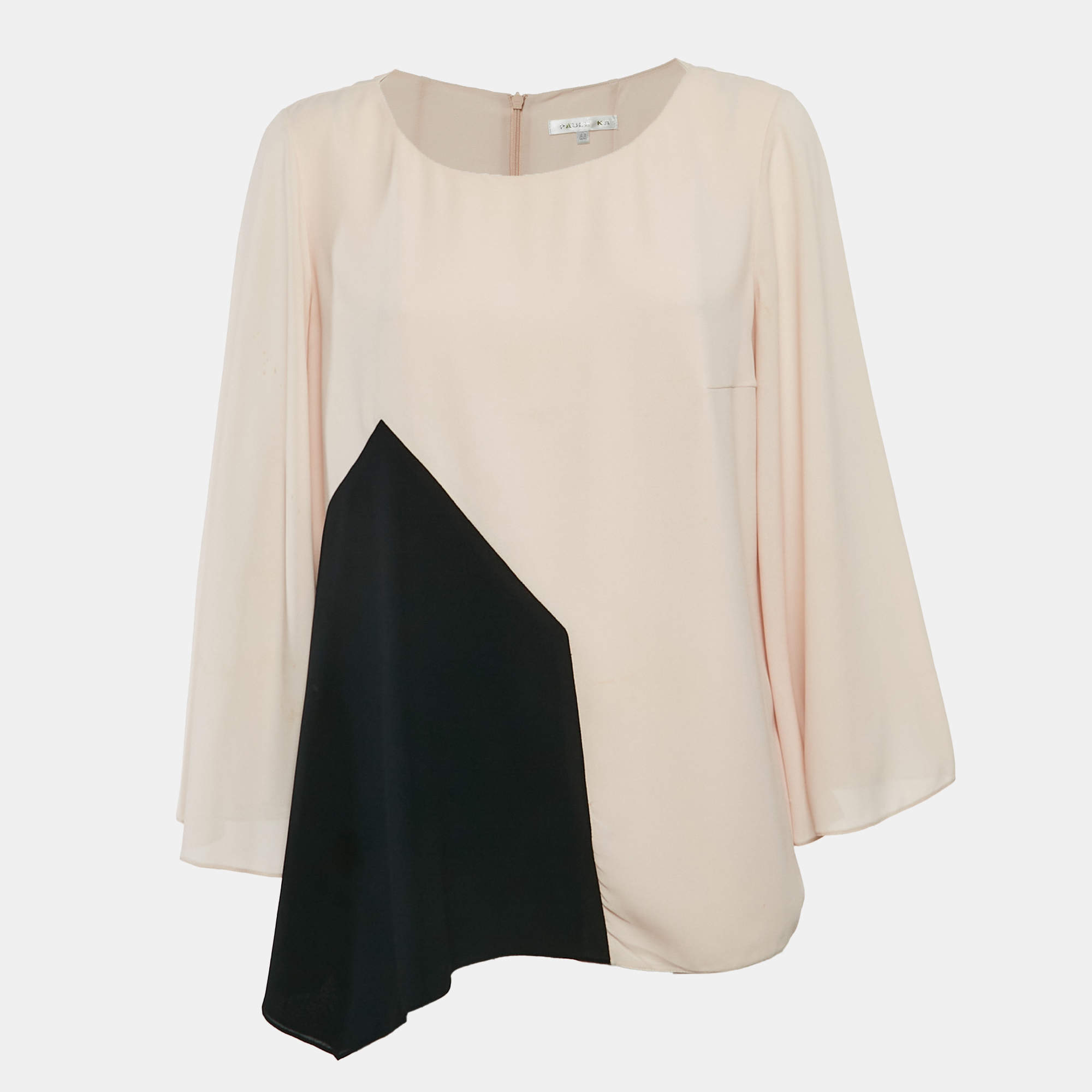 Paule Ka Pink Crepe Flared Sleeve Blouse L