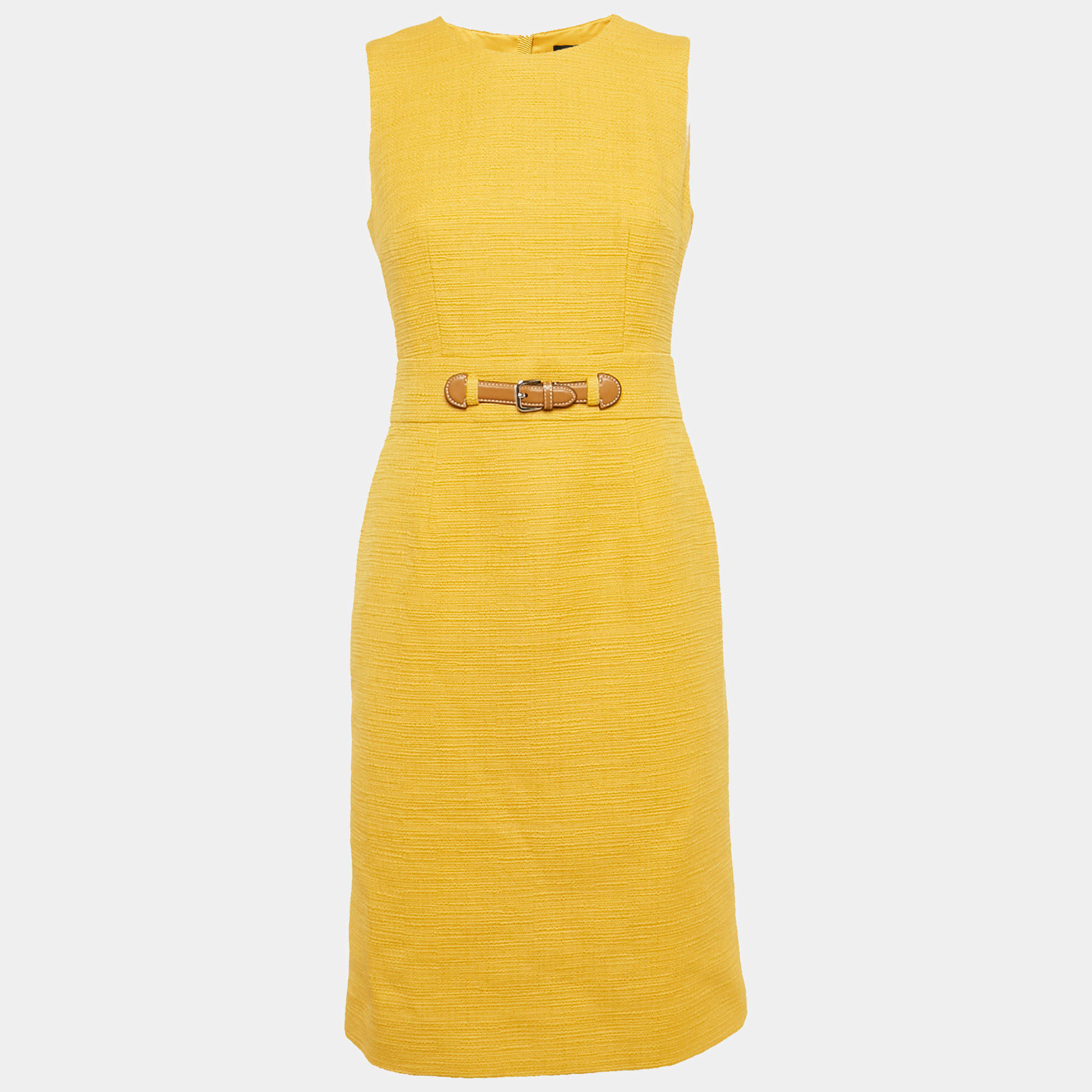 Paule Ka Yellow Cotton Sleeveless Midi Dress M