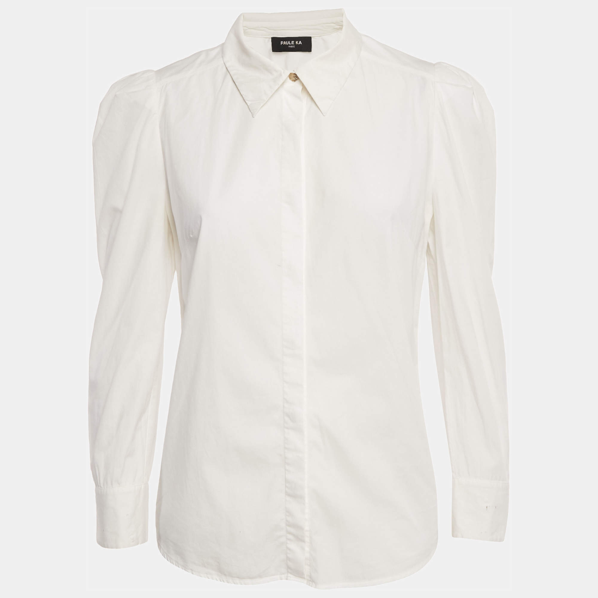 Pre Owned Paule Ka White Cotton Long Sleeve Shirt S