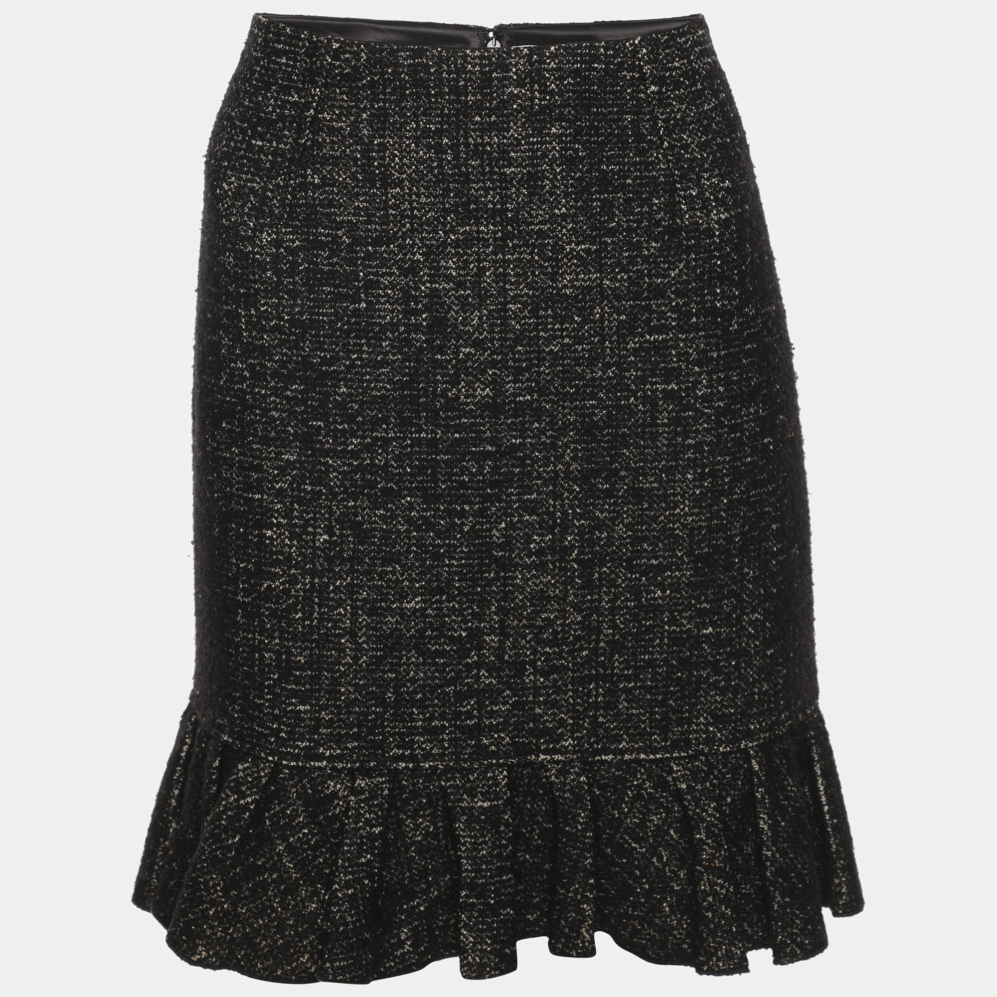 Pre Owned Paule Ka Grey Tweed Flared Mini Skirt S