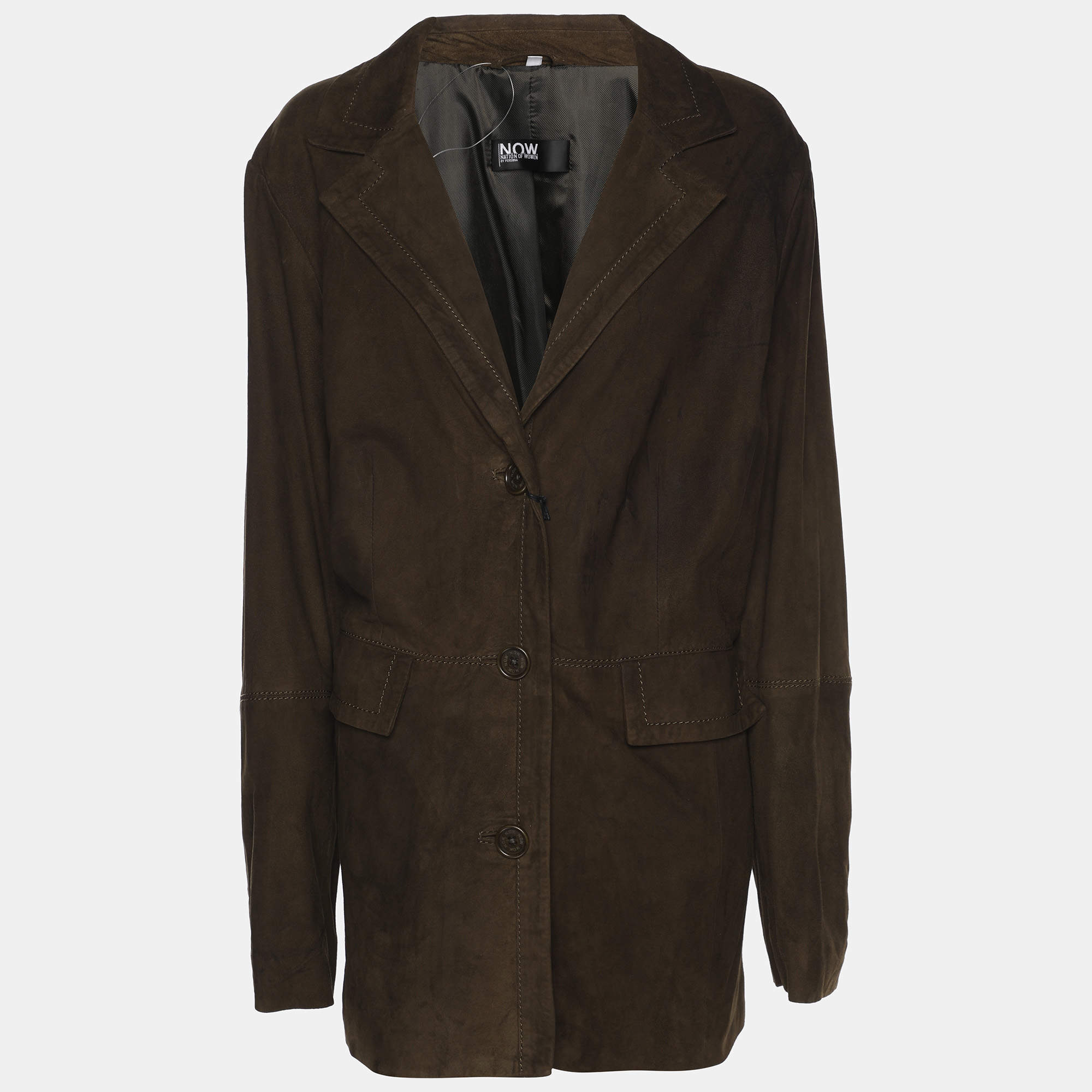 Pre Owned N.O.W by Persona Moss Green Suede Single Breasted Jacket XL